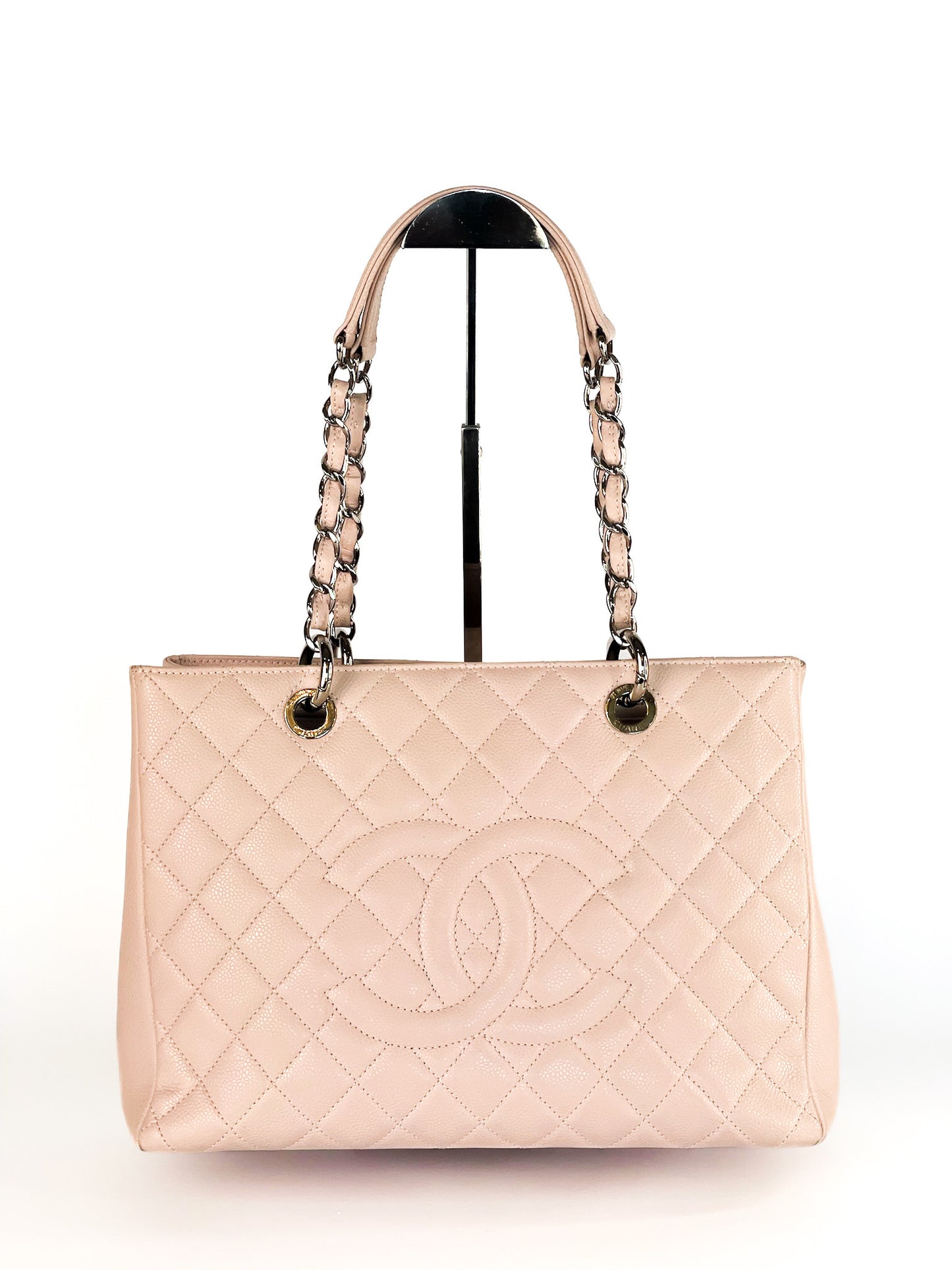 Chanel Caviar Grand Shopping Tote (GST) Quilted Caviar Leather Silver Hardware