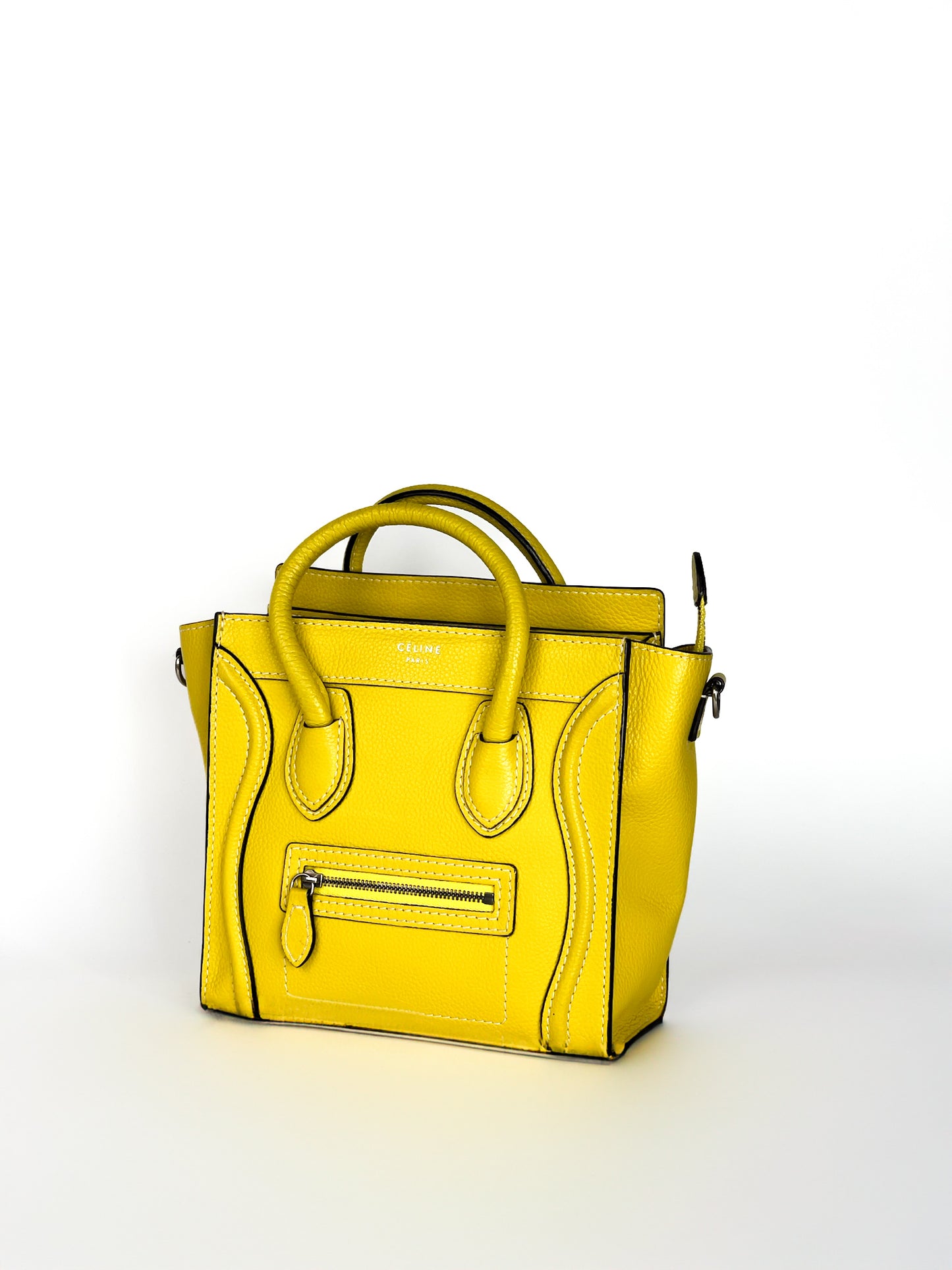 Celine Yellow Leather Nano Luggage Tote