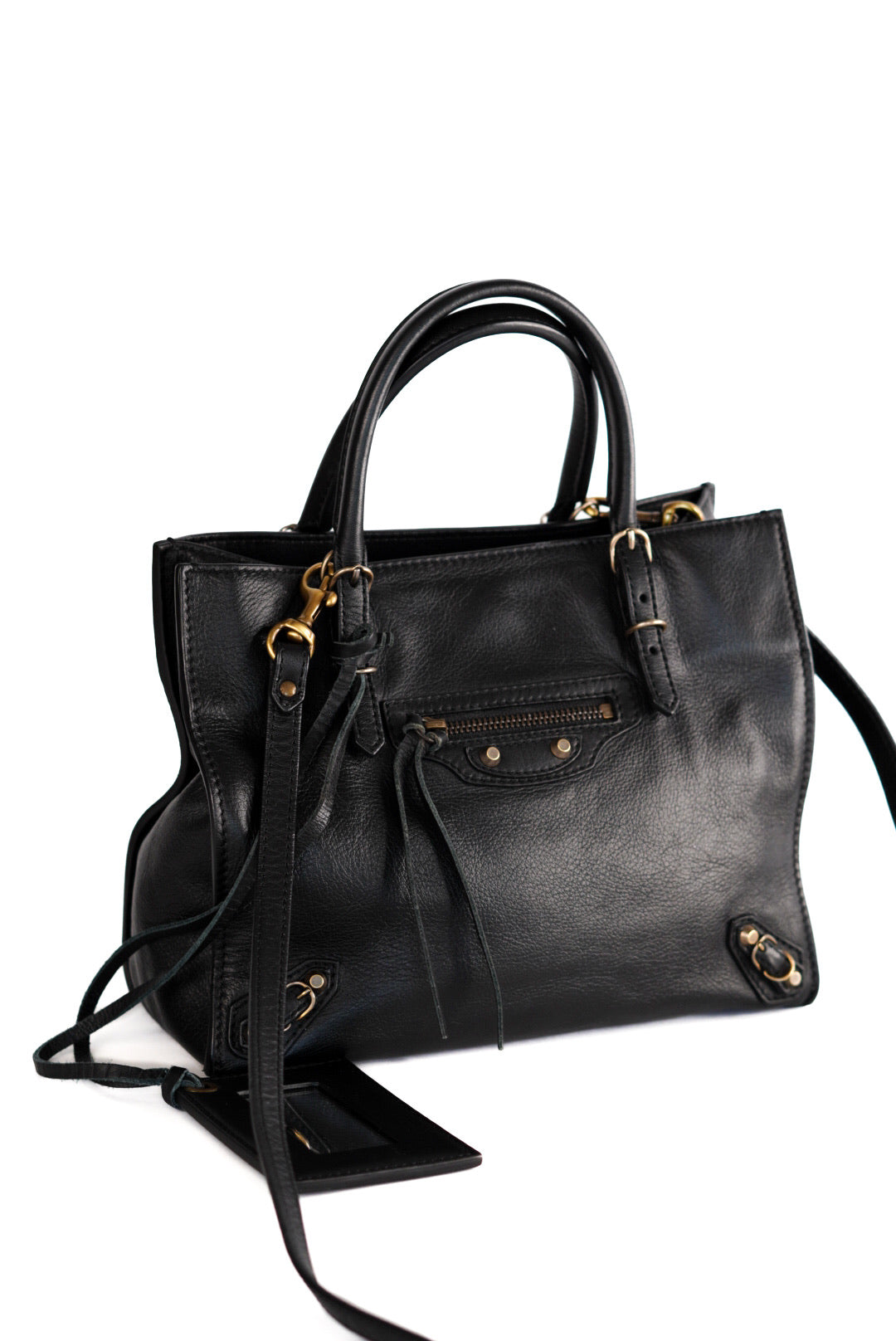 Balenciaga Calfskin Papier Mini A4 Tote Black