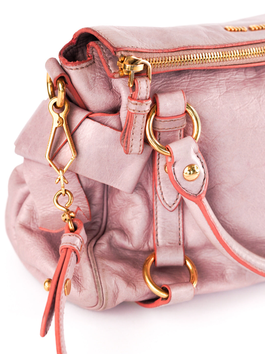 Miu Miu Vitello Lux Mini Bow Bag Mughetto