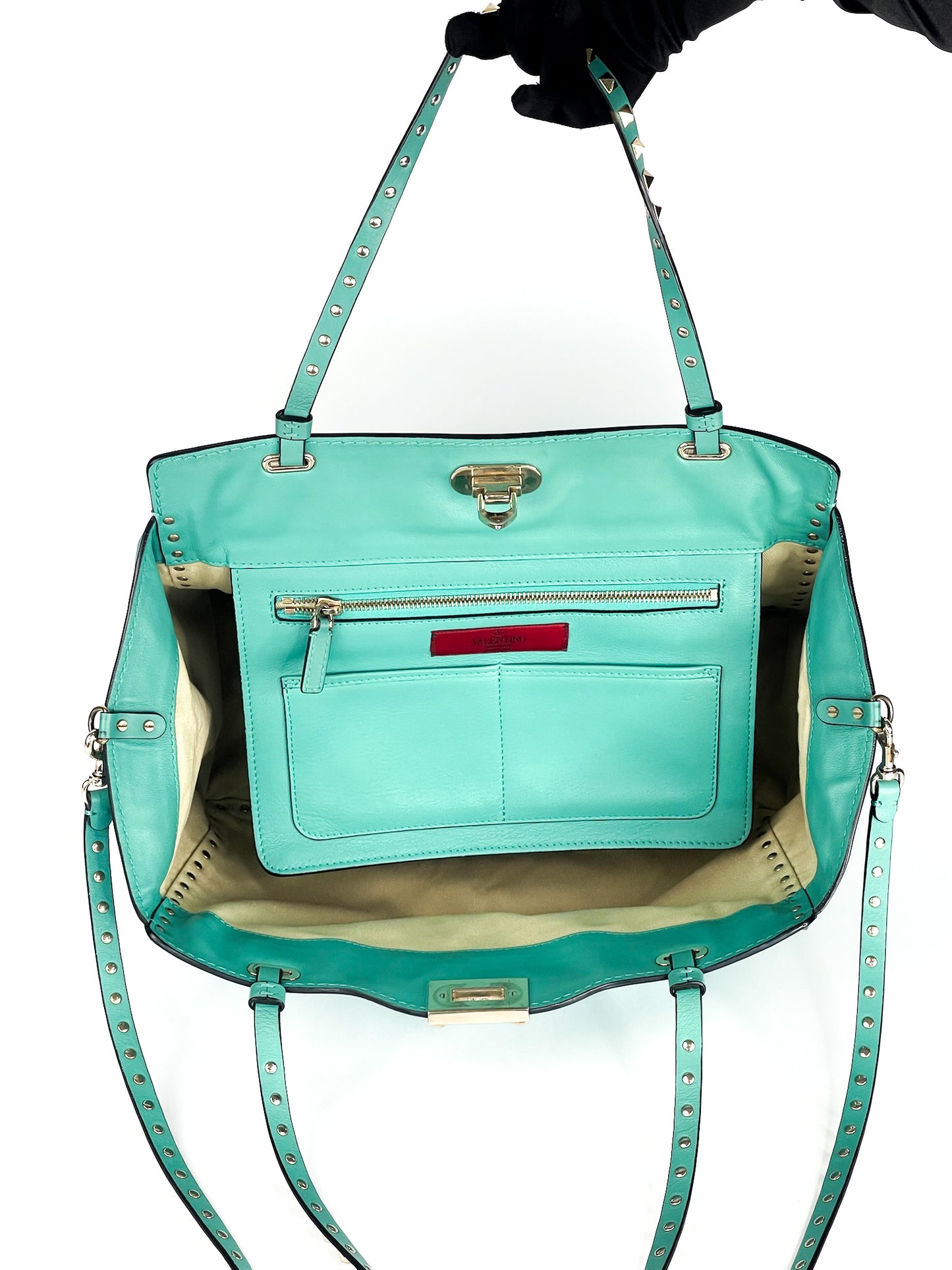 Valentino Garavani Vitello Rockstud Tote Colibri