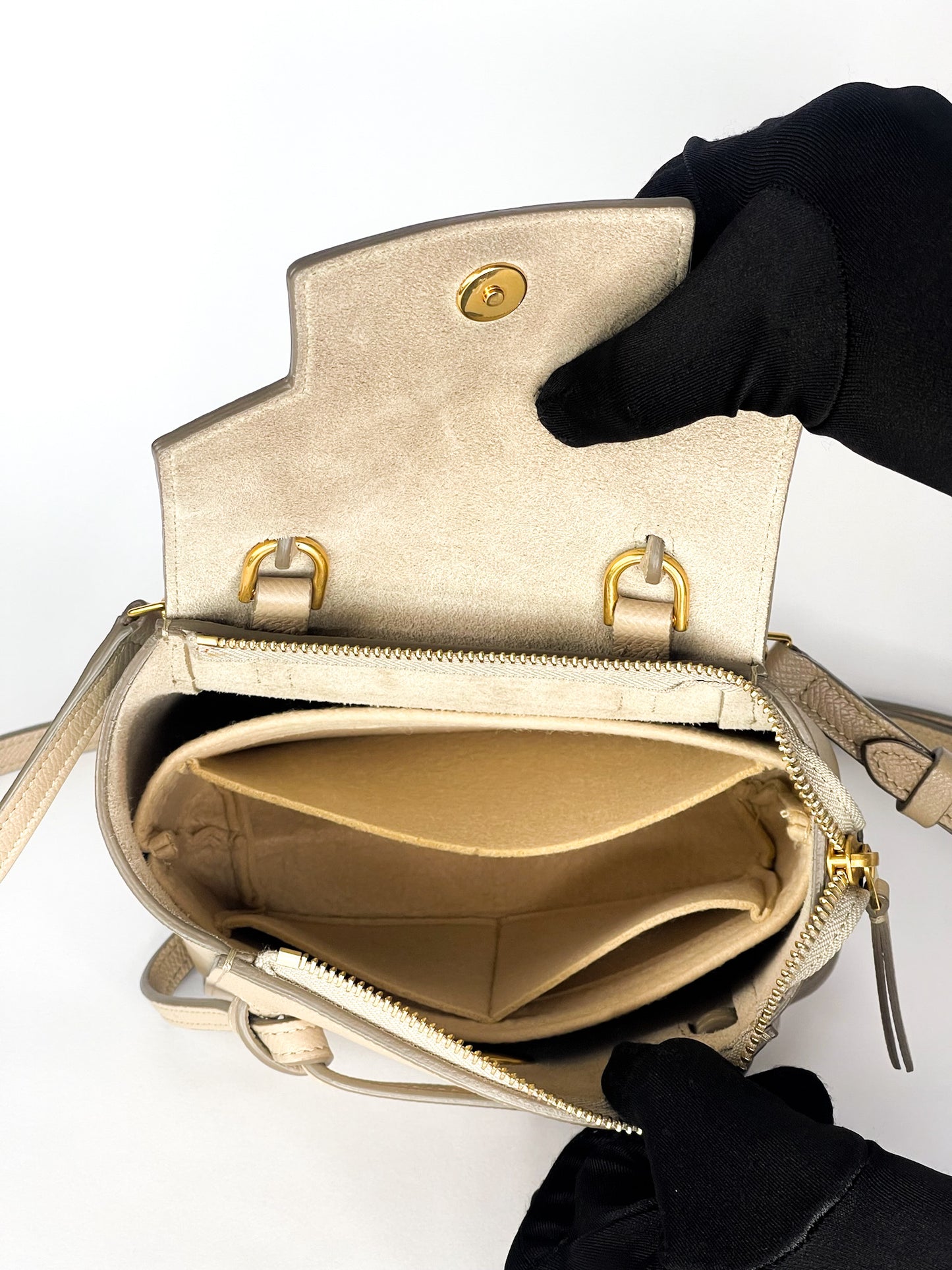 Celine Grained Calfskin Pico Belt Bag Light Taupe