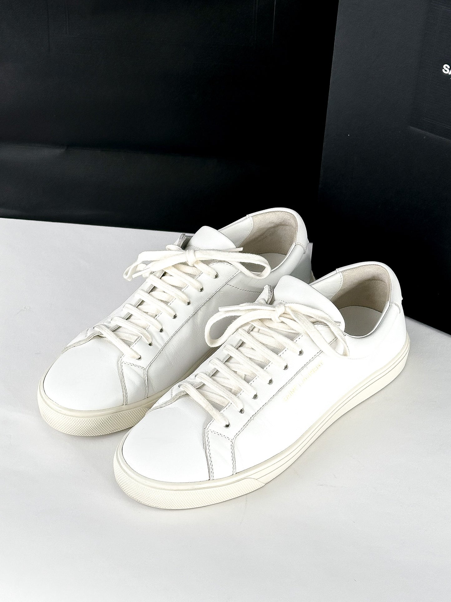 Saint Laurent Andy Low Top Leather Sneakers Size 38