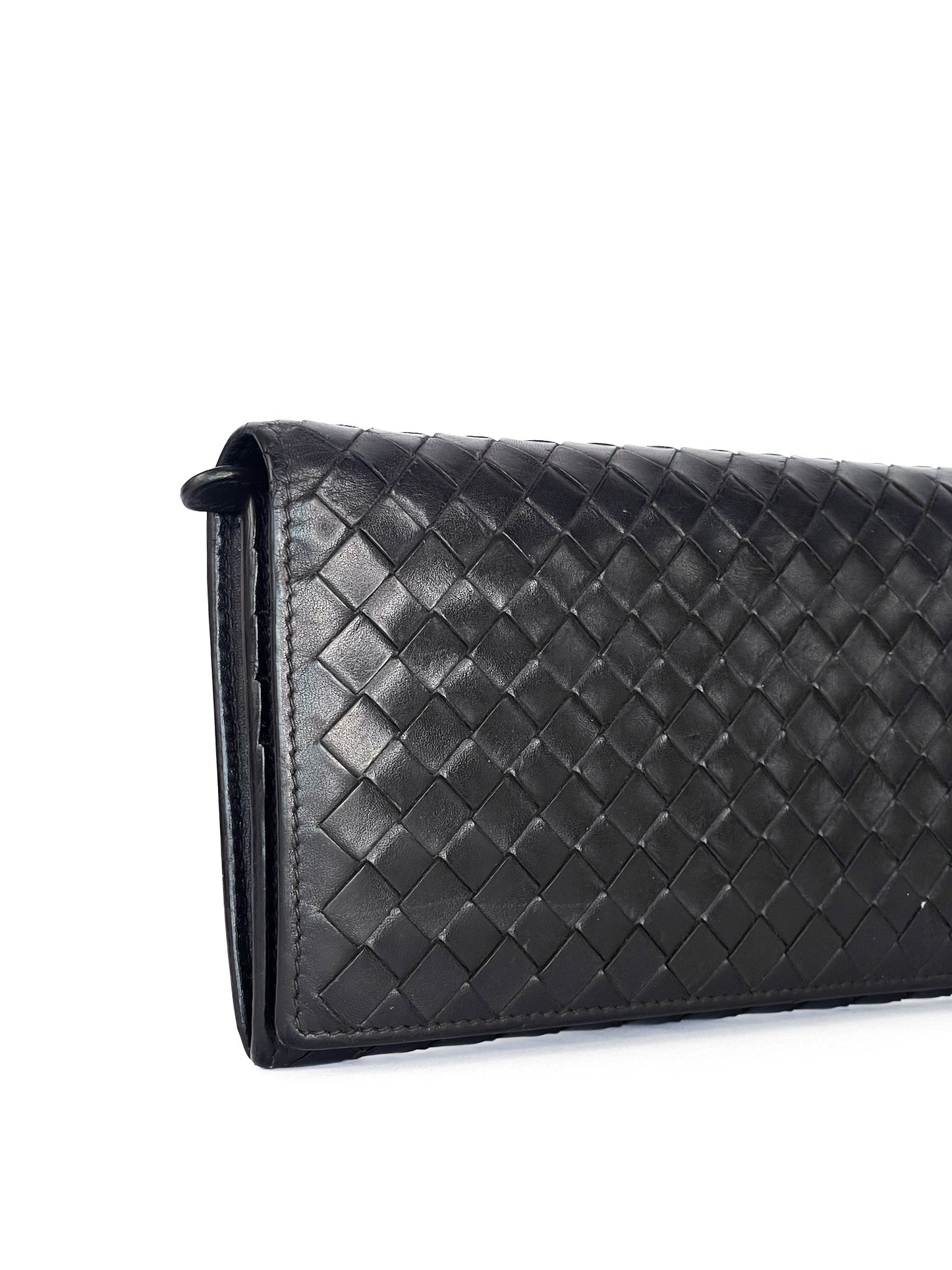 Bottega Veneta Black Intrecciato Leather Continental Wallet