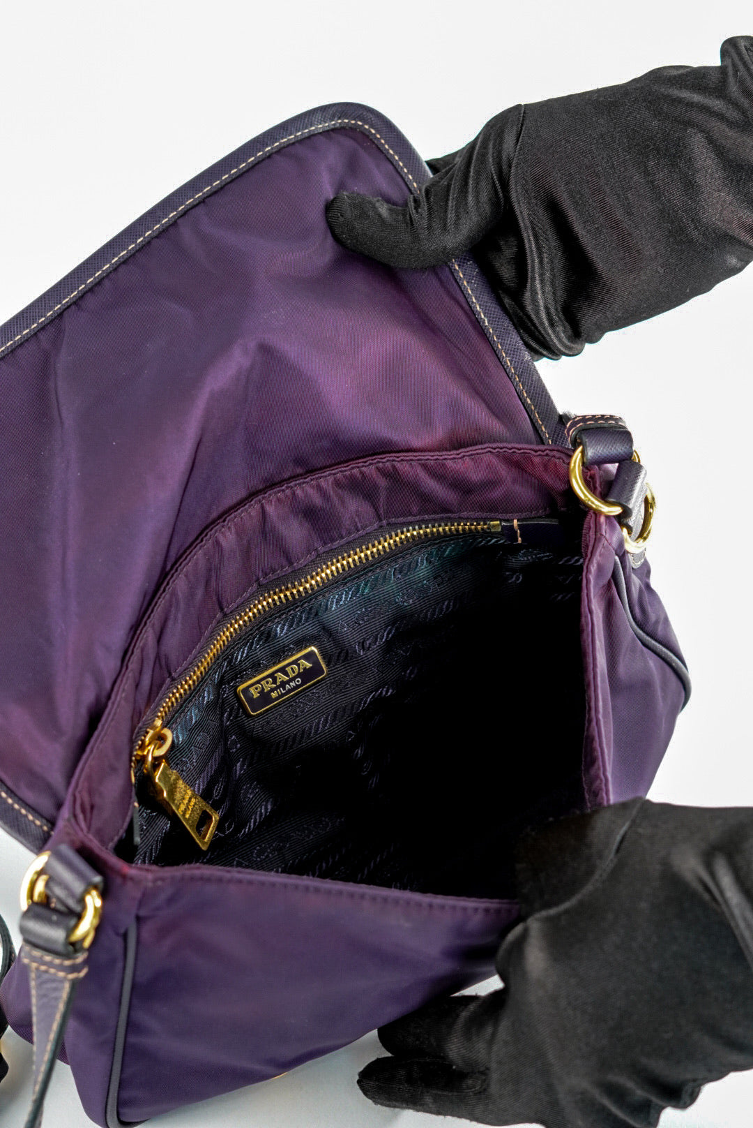 Prada Tessuto Nylon Saffiano Small Flap Messenger Bag