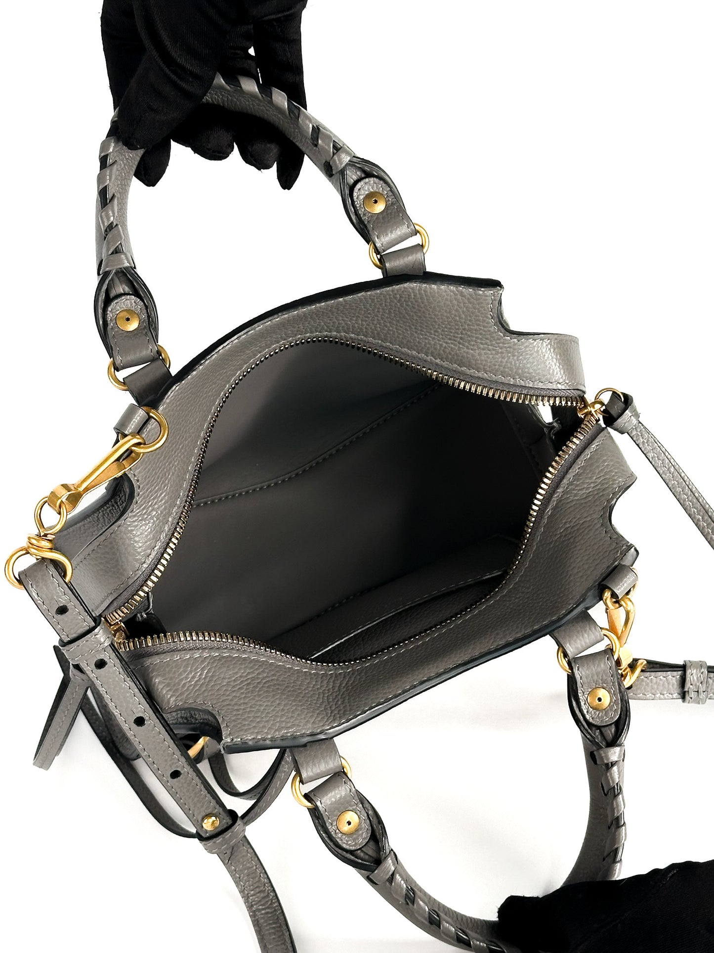 Balenciaga Grained Calfskin Neo Classic Gold Hardware Mini City Dark Grey