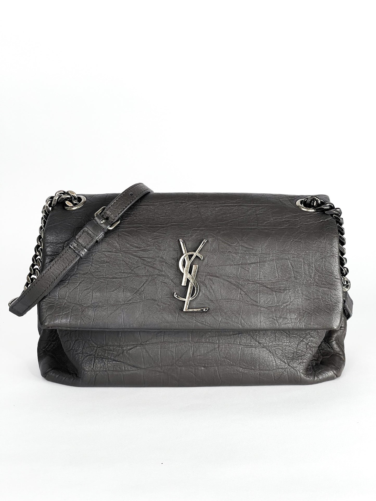 Saint Laurent West Hollywood Shoulder Bag Crocodile Embossed Leather Medium