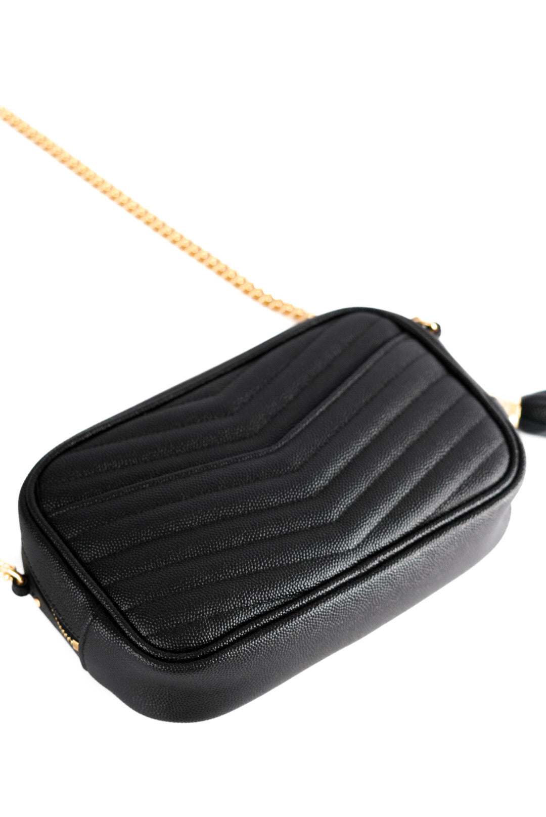 Saint Laurent Grain De Poudre Matelasse Monogram Mini Lou Camera Bag Black