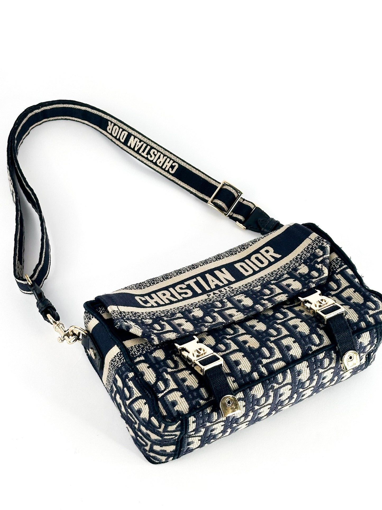 Christian Dior Camp Bag Blue Oblique Small Embroidery