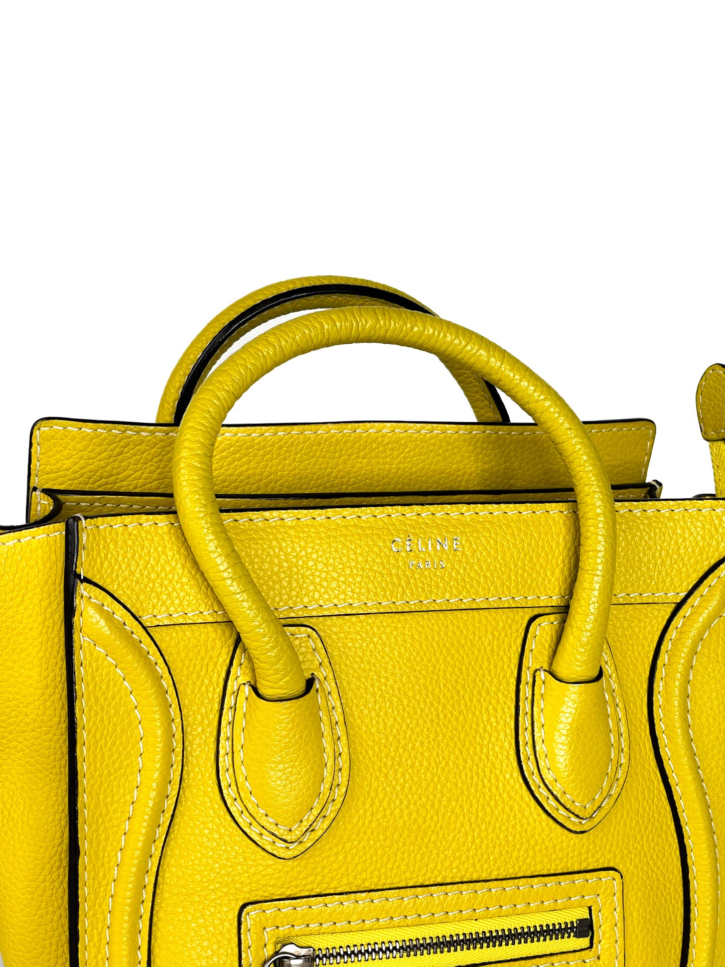 Celine Yellow Leather Nano Luggage Tote