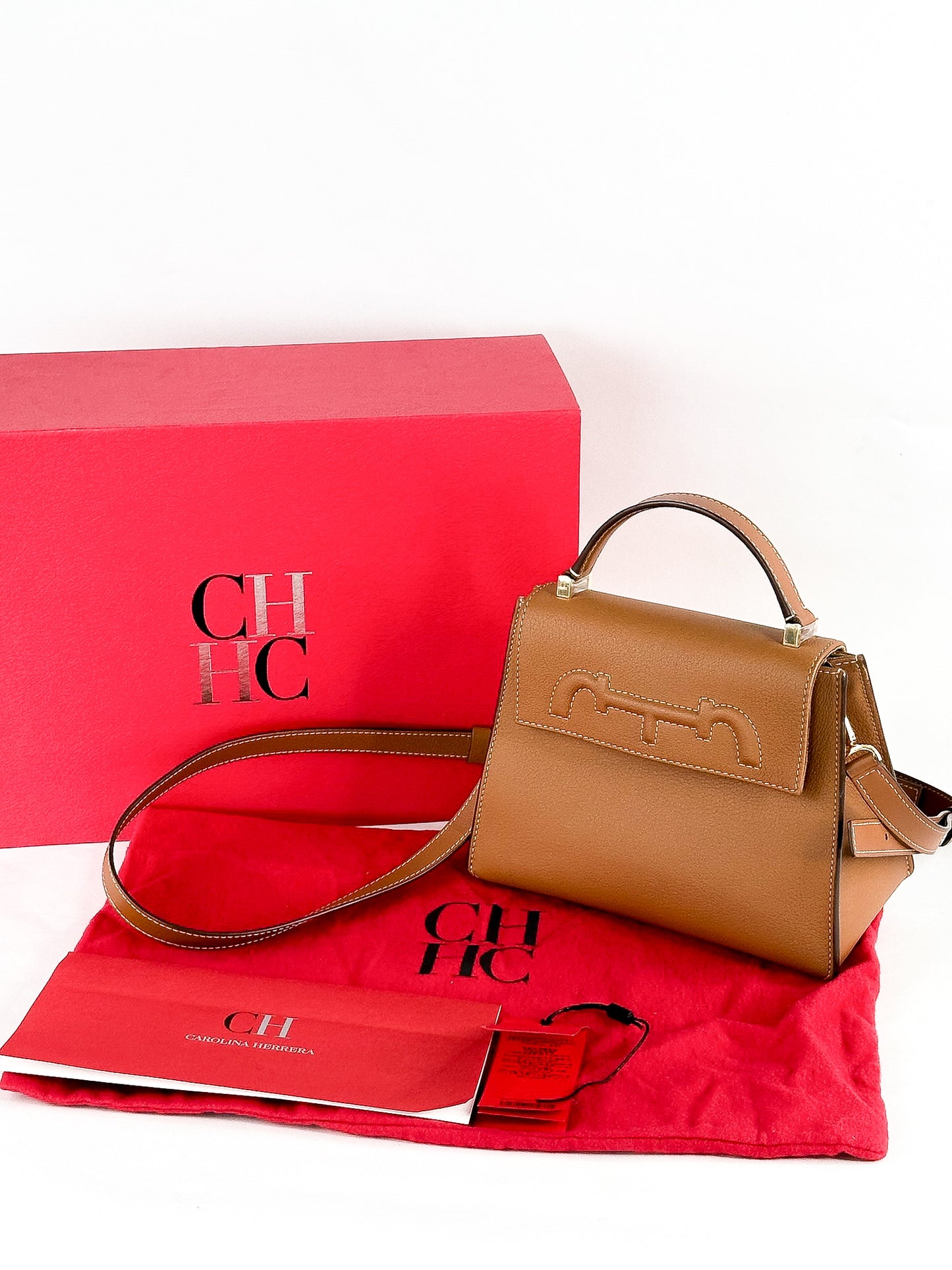 Carolina Herrera Doma Insignia Satchel Small in Cognac