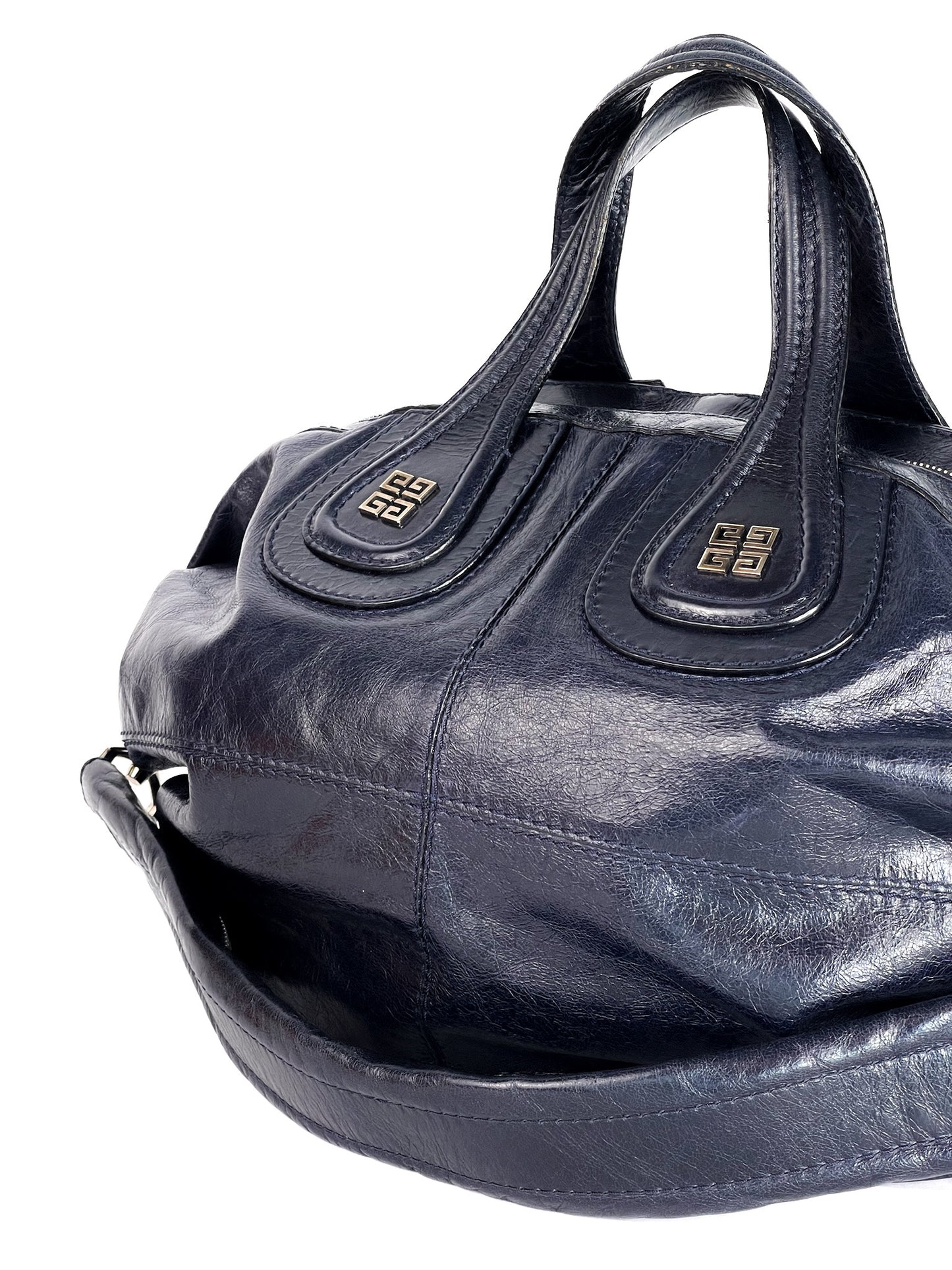 Givenchy Pebbled Lambskin Zip Animation Medium Nightingale Navy