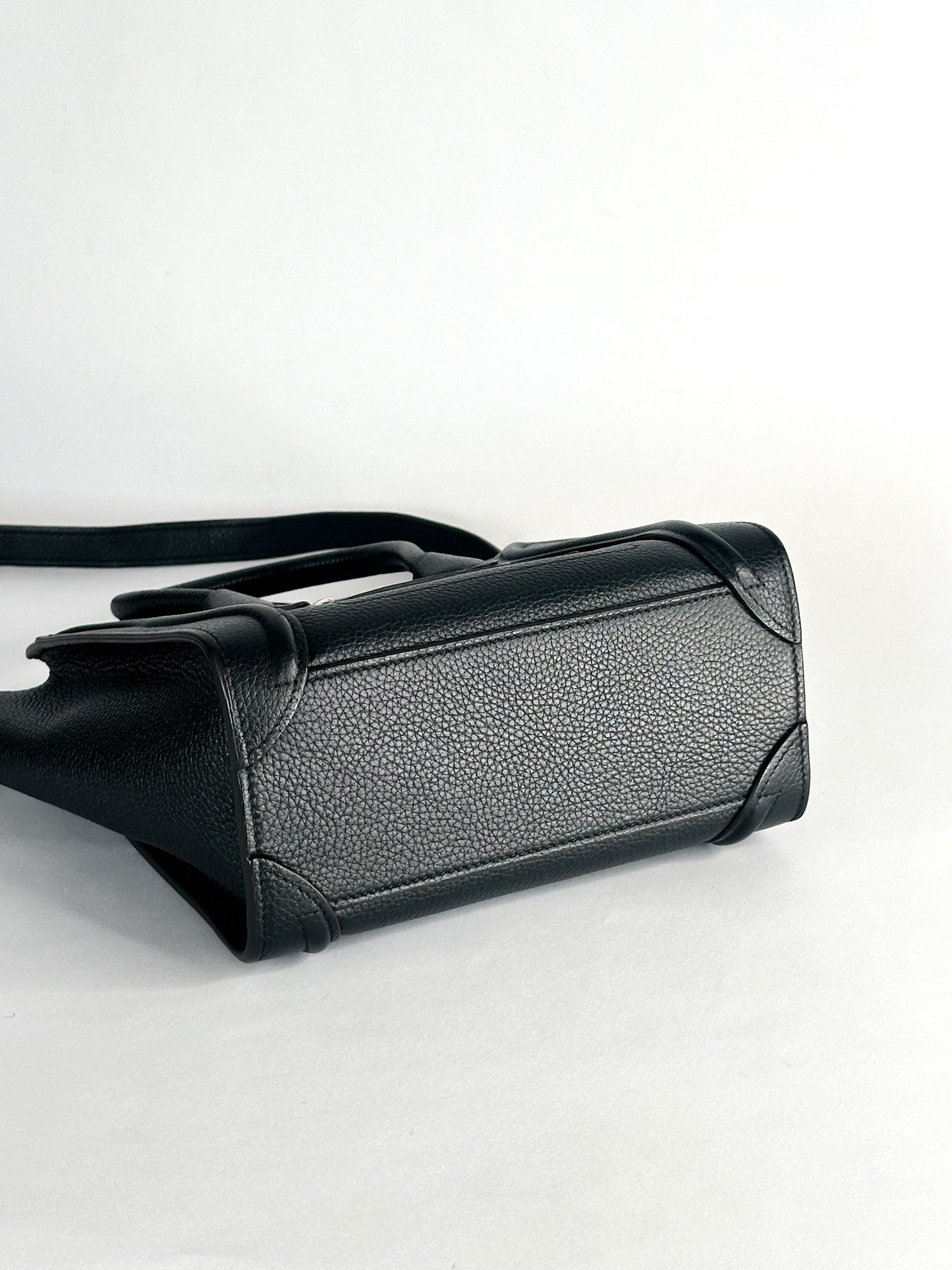 Celine Nano Luggage Bag In Drummed Calfskin Leather