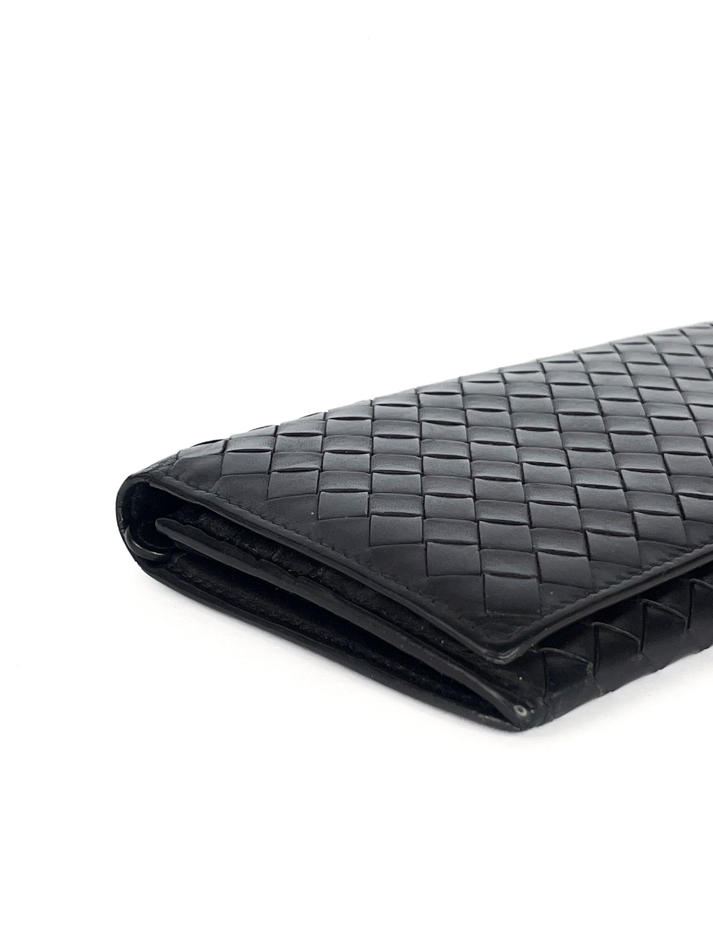 Bottega Veneta Black Intrecciato Leather Continental Wallet