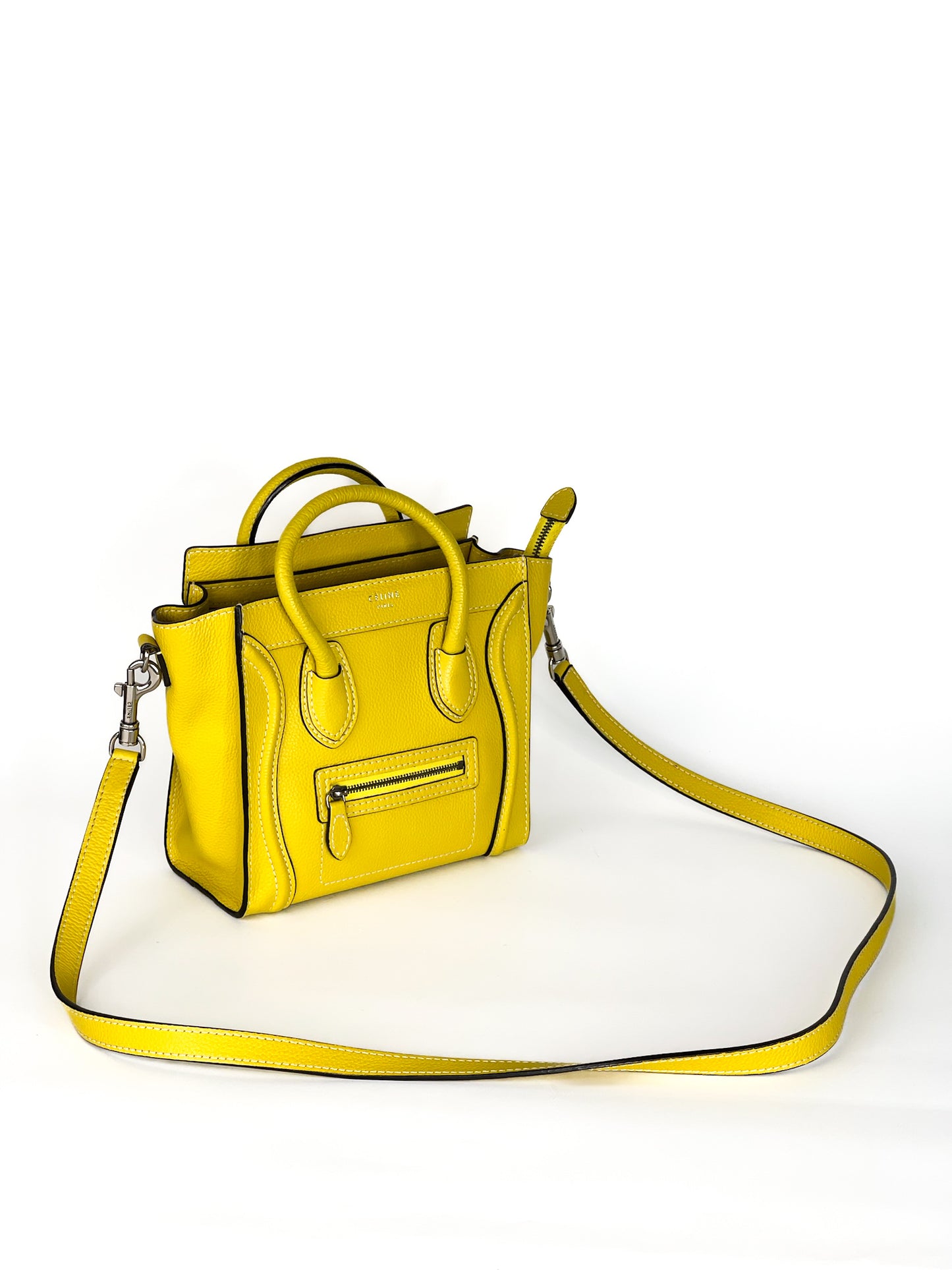 Celine Yellow Leather Nano Luggage Tote