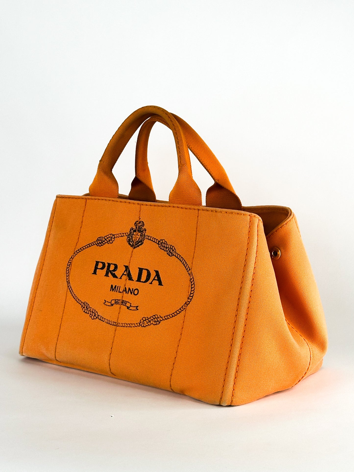 Prada Canapa Canvas Satchel Orange