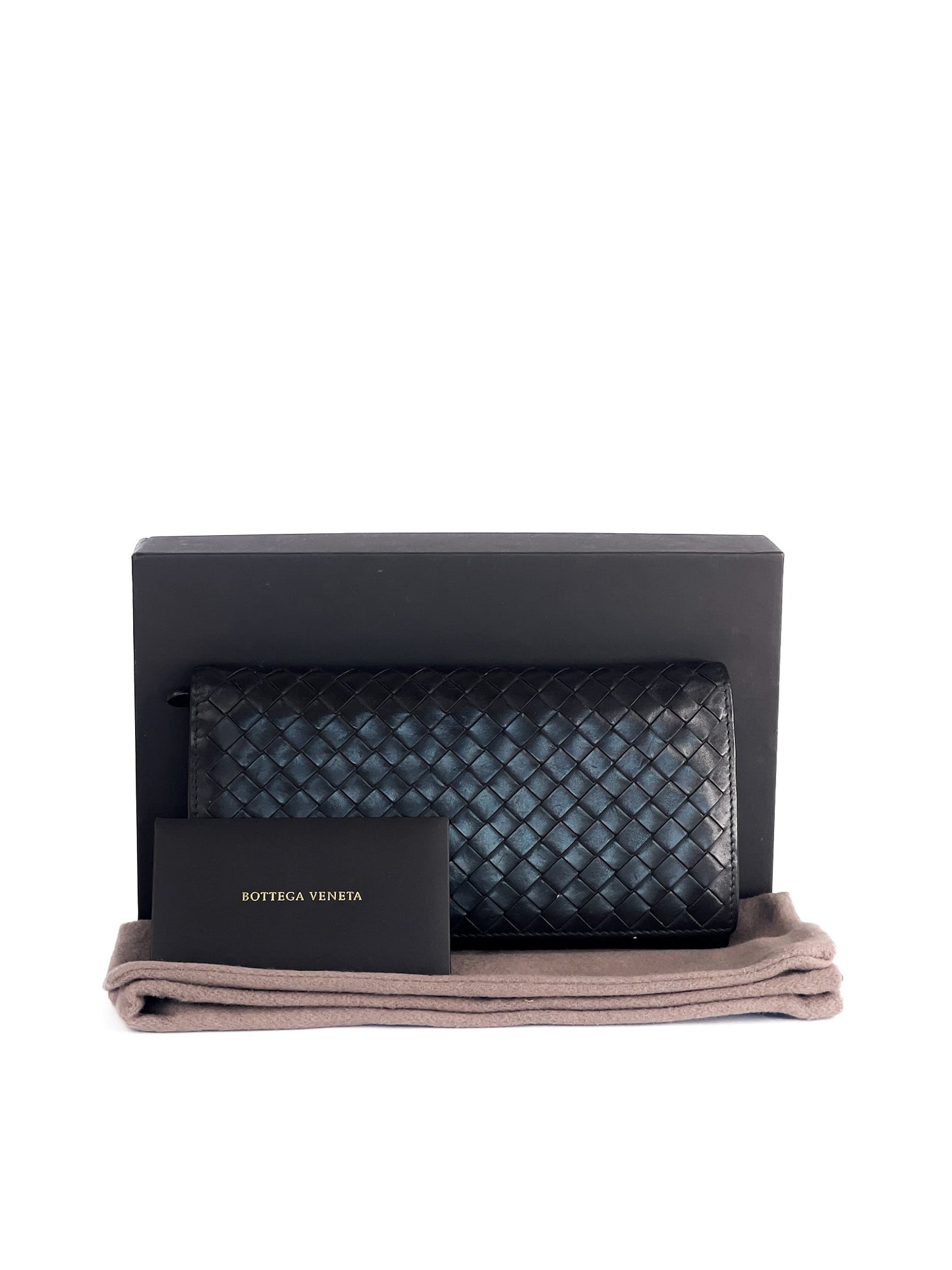 Bottega Veneta Black Intrecciato Leather Continental Wallet