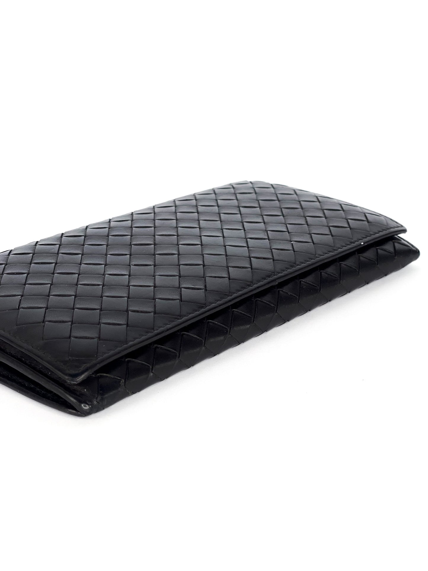 Bottega Veneta Black Intrecciato Leather Continental Wallet