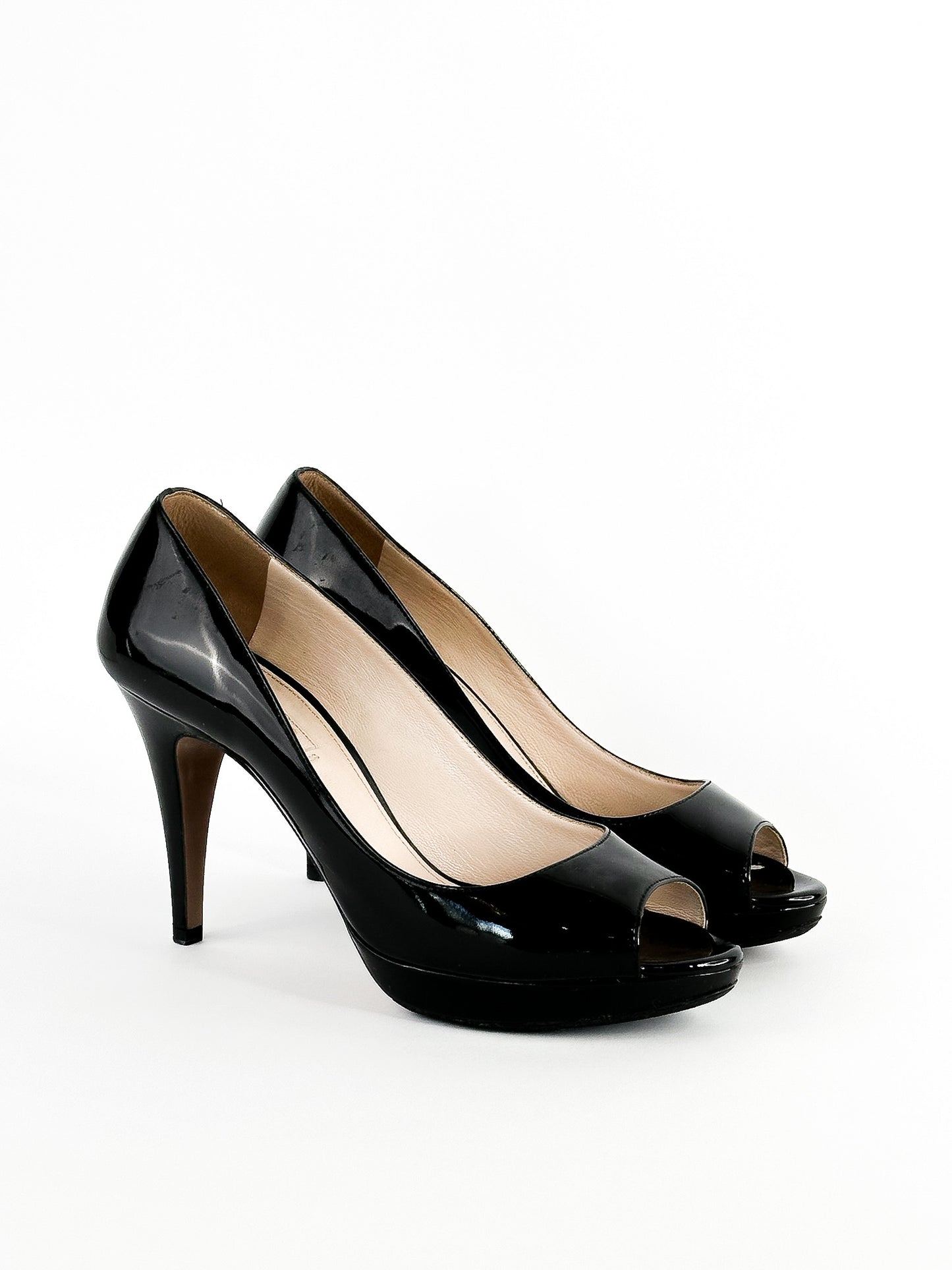 Prada Black Patent Peep Toe Platform Pumps
Size 39 / 24.5cm