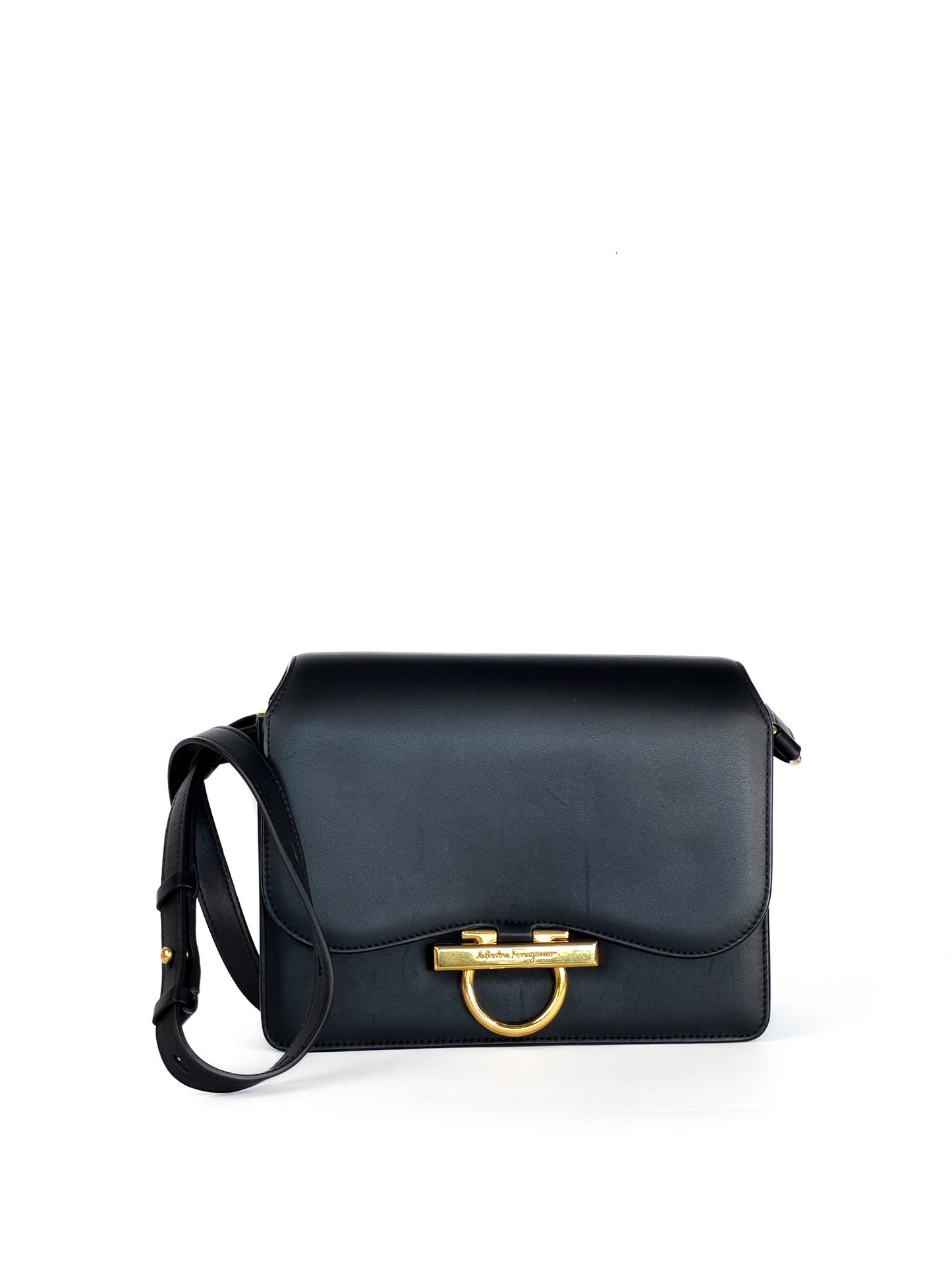 Salvatore Ferragamo Calfskin Joanne Crossbody Black