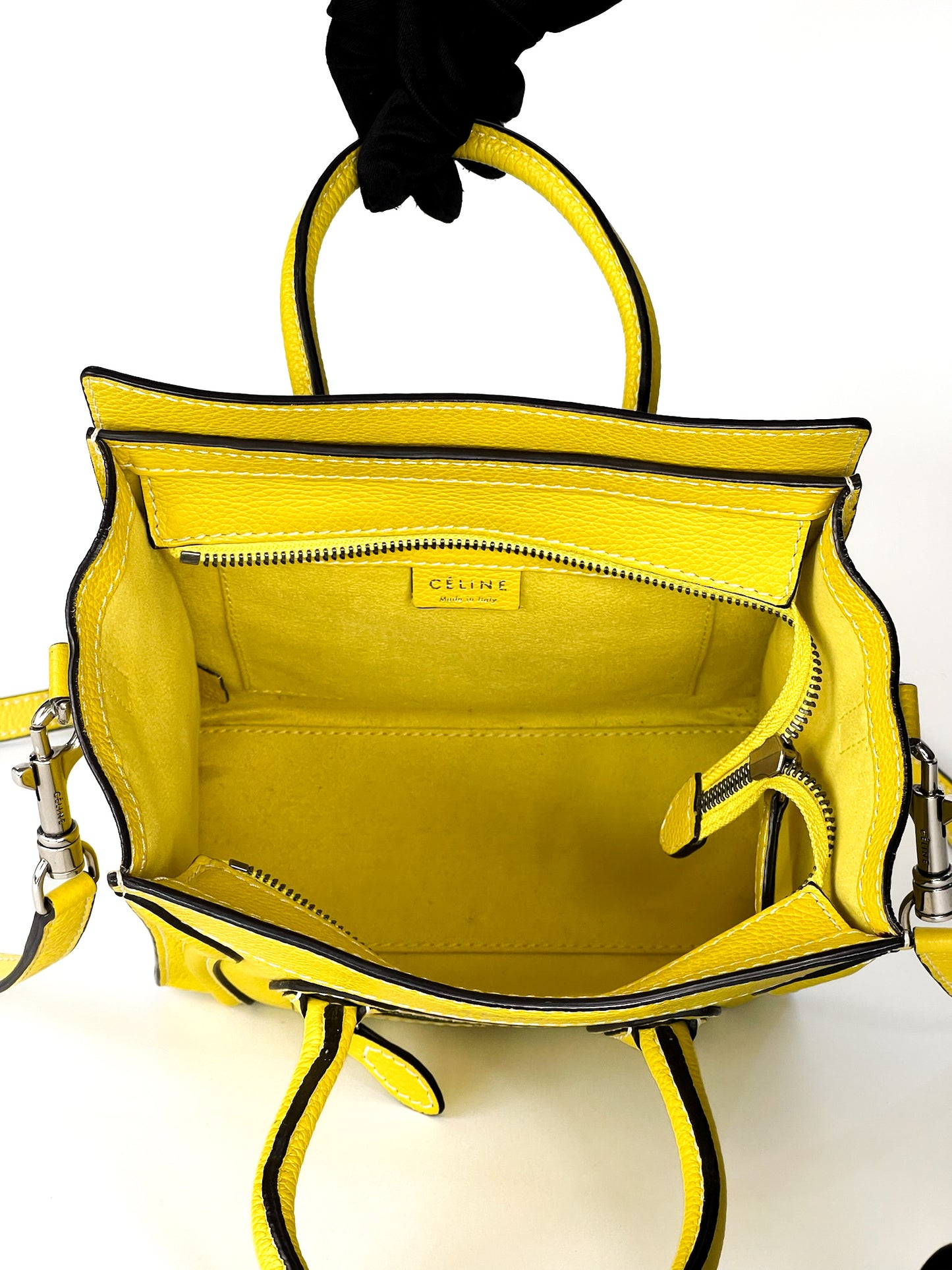Celine Yellow Leather Nano Luggage Tote
