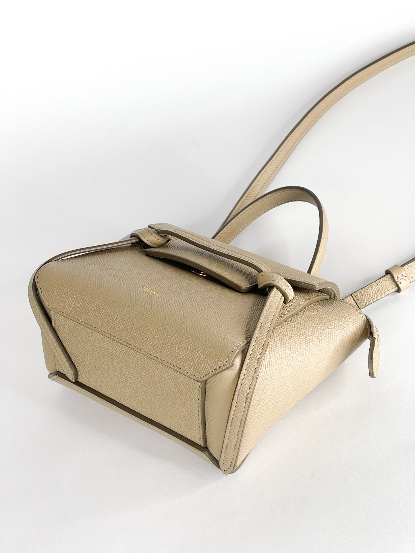 Celine Grained Calfskin Pico Belt Bag Light Taupe