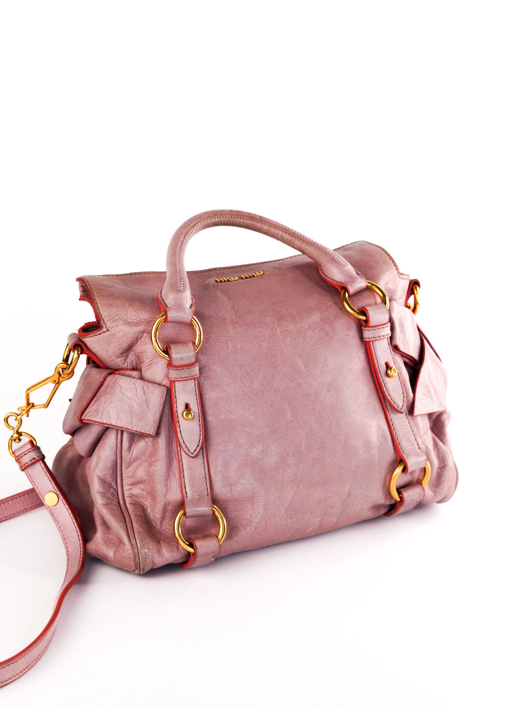 Miu Miu Vitello Lux Mini Bow Bag Mughetto
