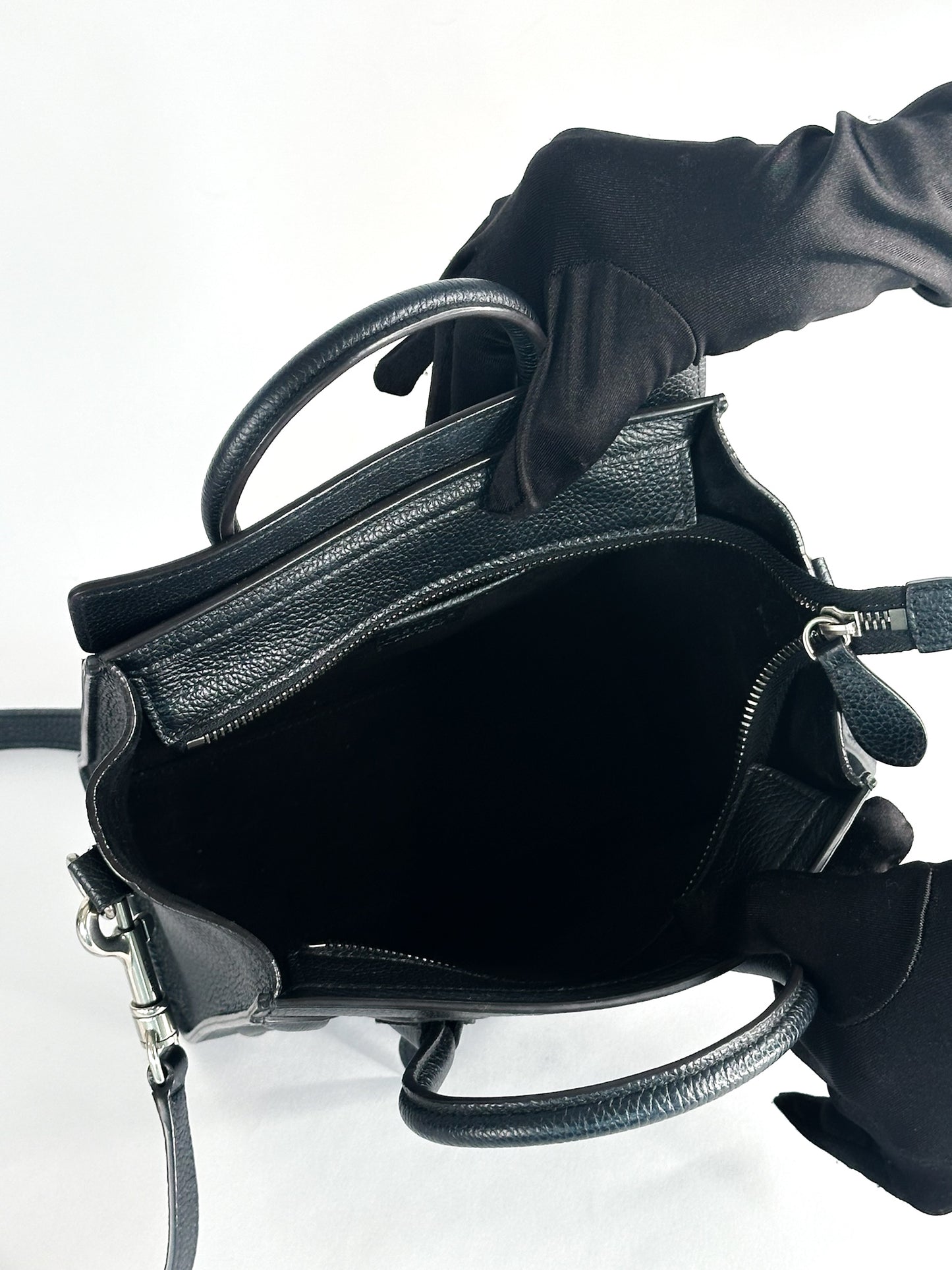 Celine Nano Luggage Bag In Drummed Calfskin Leather