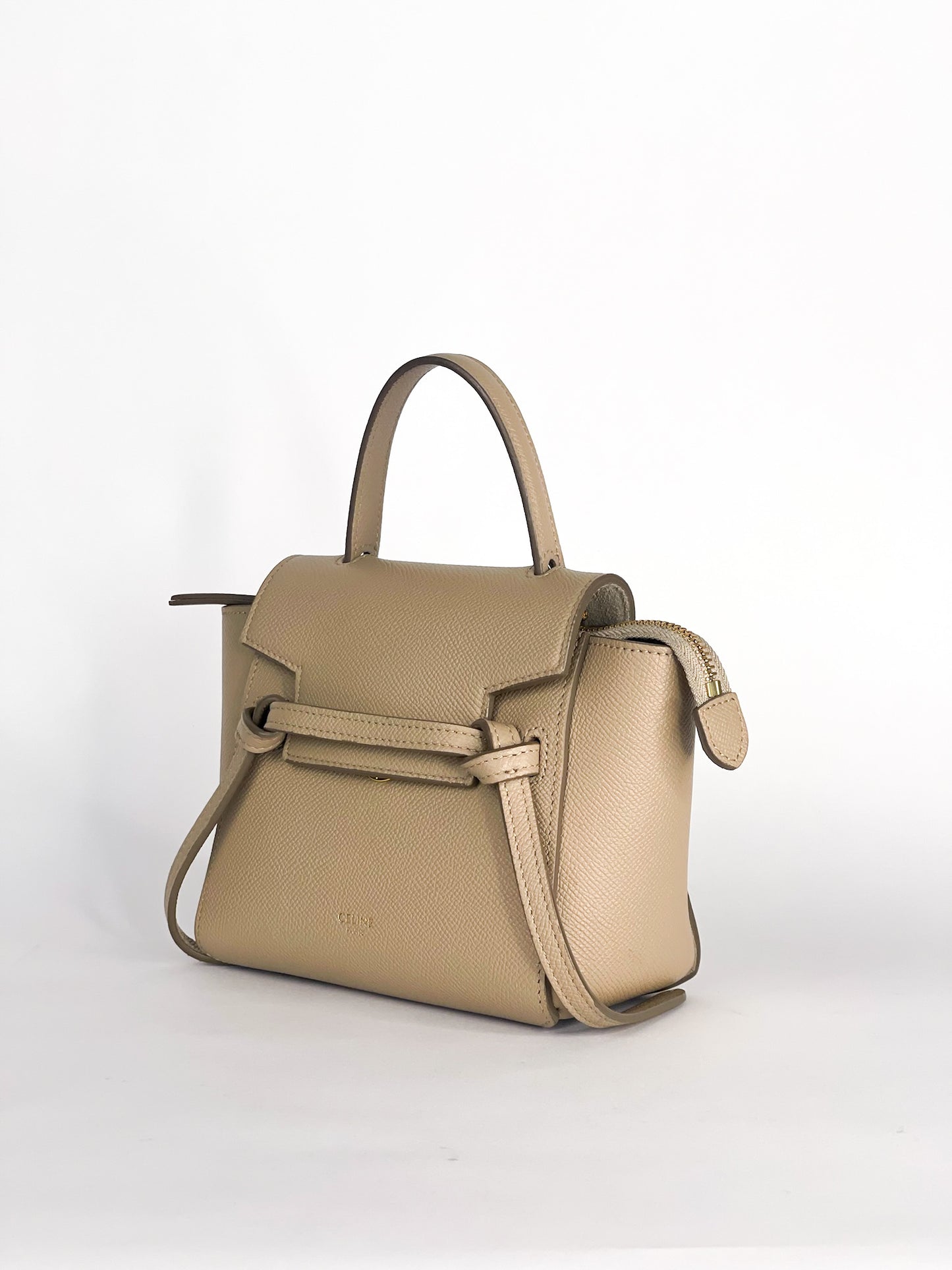 Celine Grained Calfskin Pico Belt Bag Light Taupe