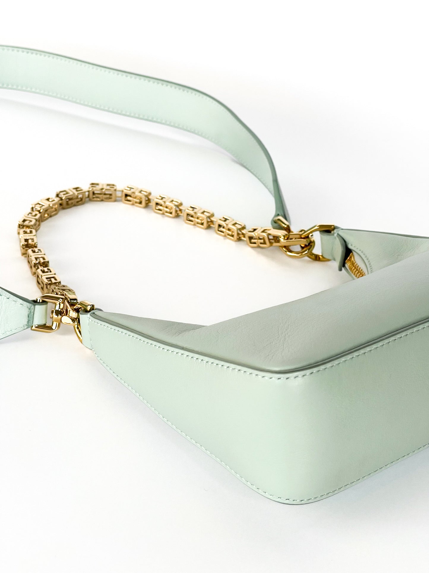 Givenchy Smooth Calfskin Mini Moon Cut Out Shoulder Bag Celadon