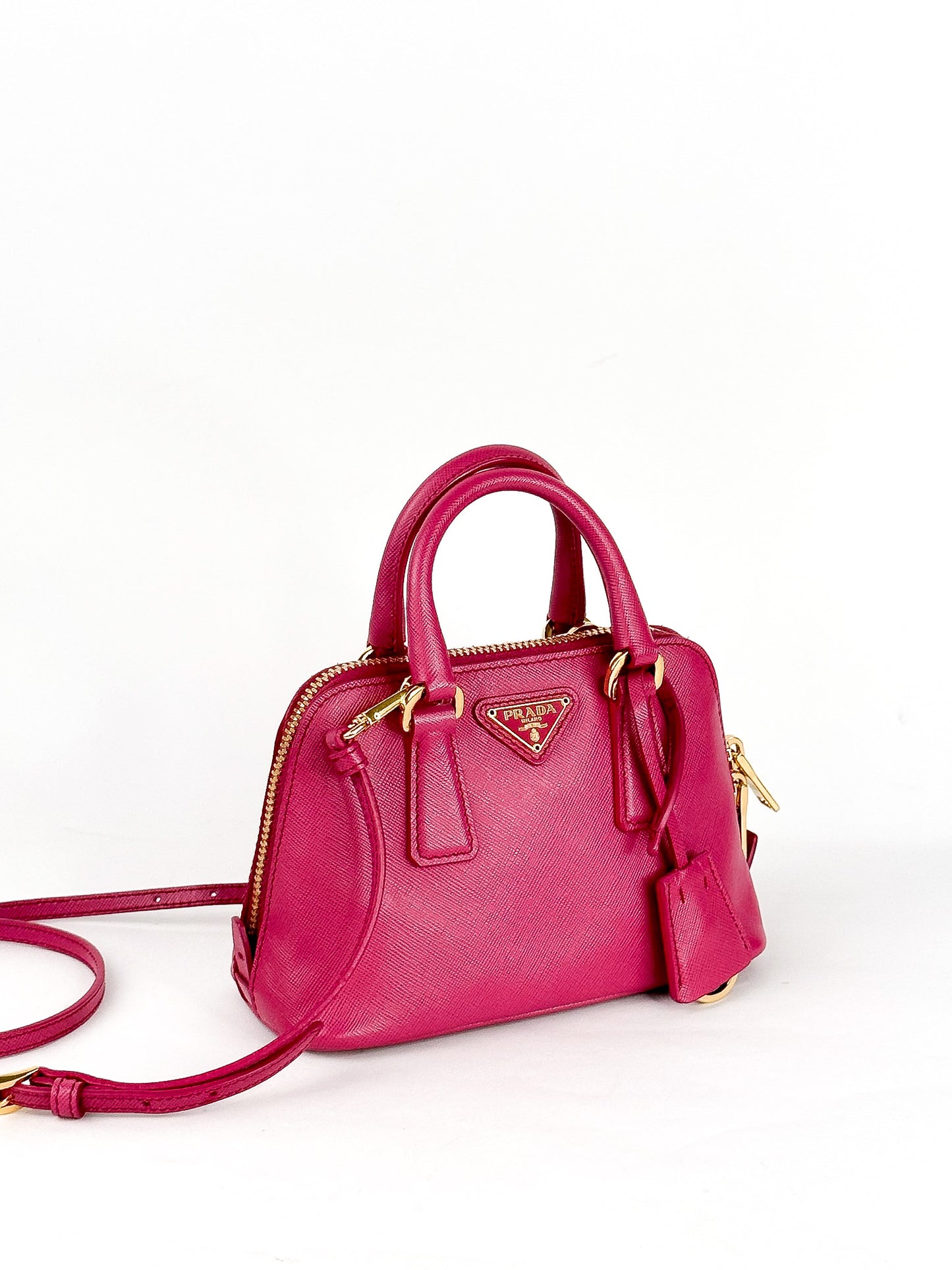Prada Mini Saffiano Promenade Bag, Fuschia Pink