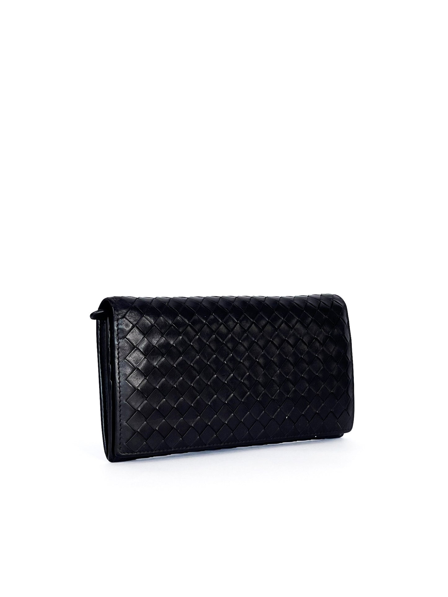 Bottega Veneta Black Intrecciato Leather Continental Wallet