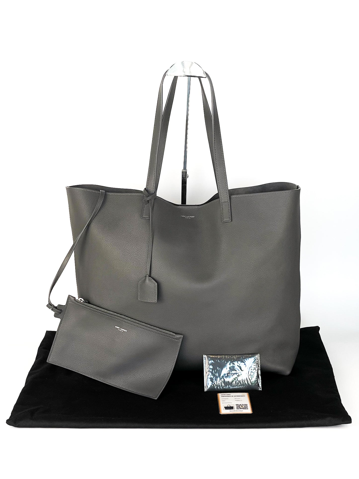 Saint Laurent Calfskin East West Shopping Tote Fog