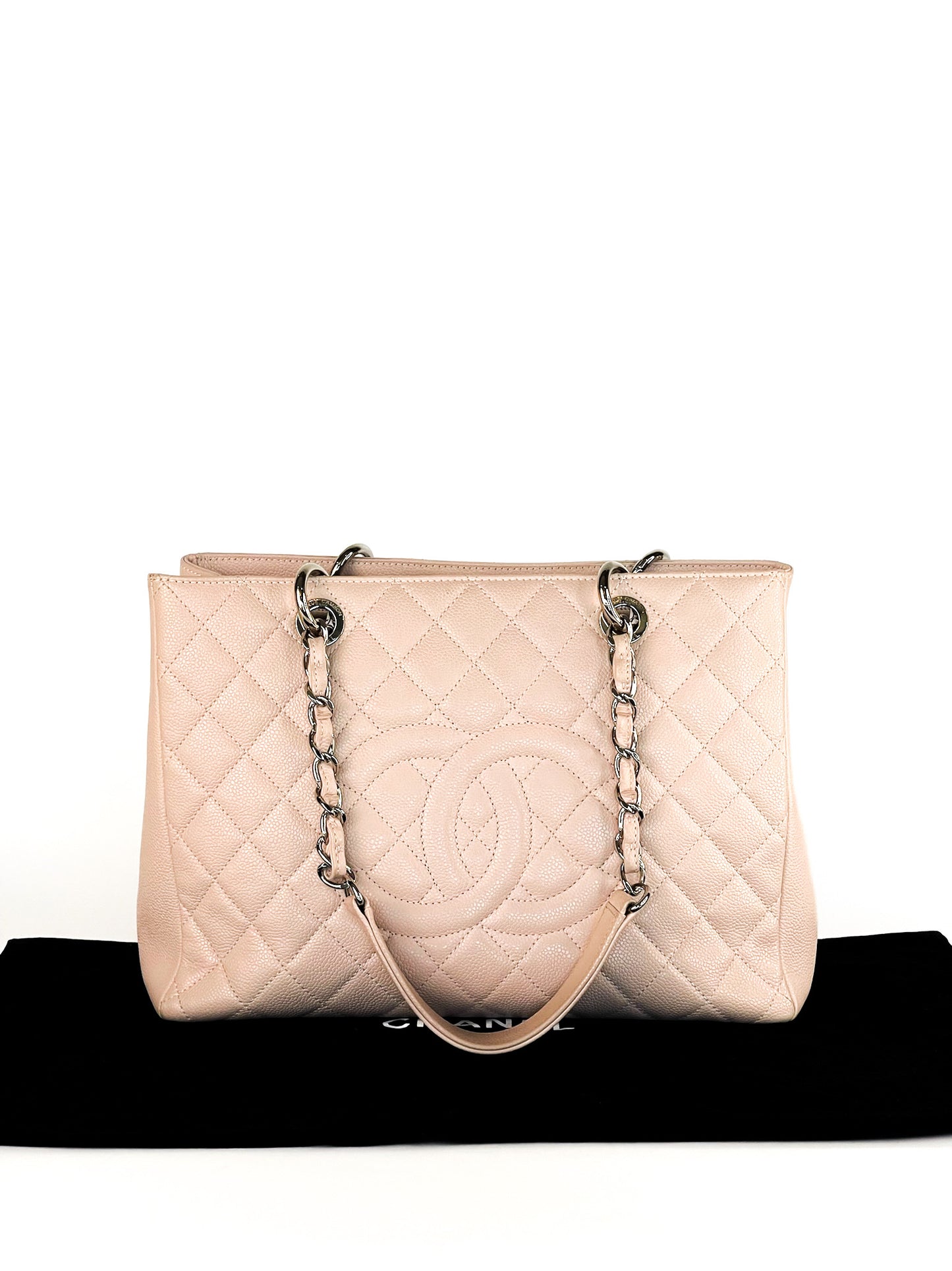 Chanel Caviar Grand Shopping Tote (GST) Quilted Caviar Leather Silver Hardware