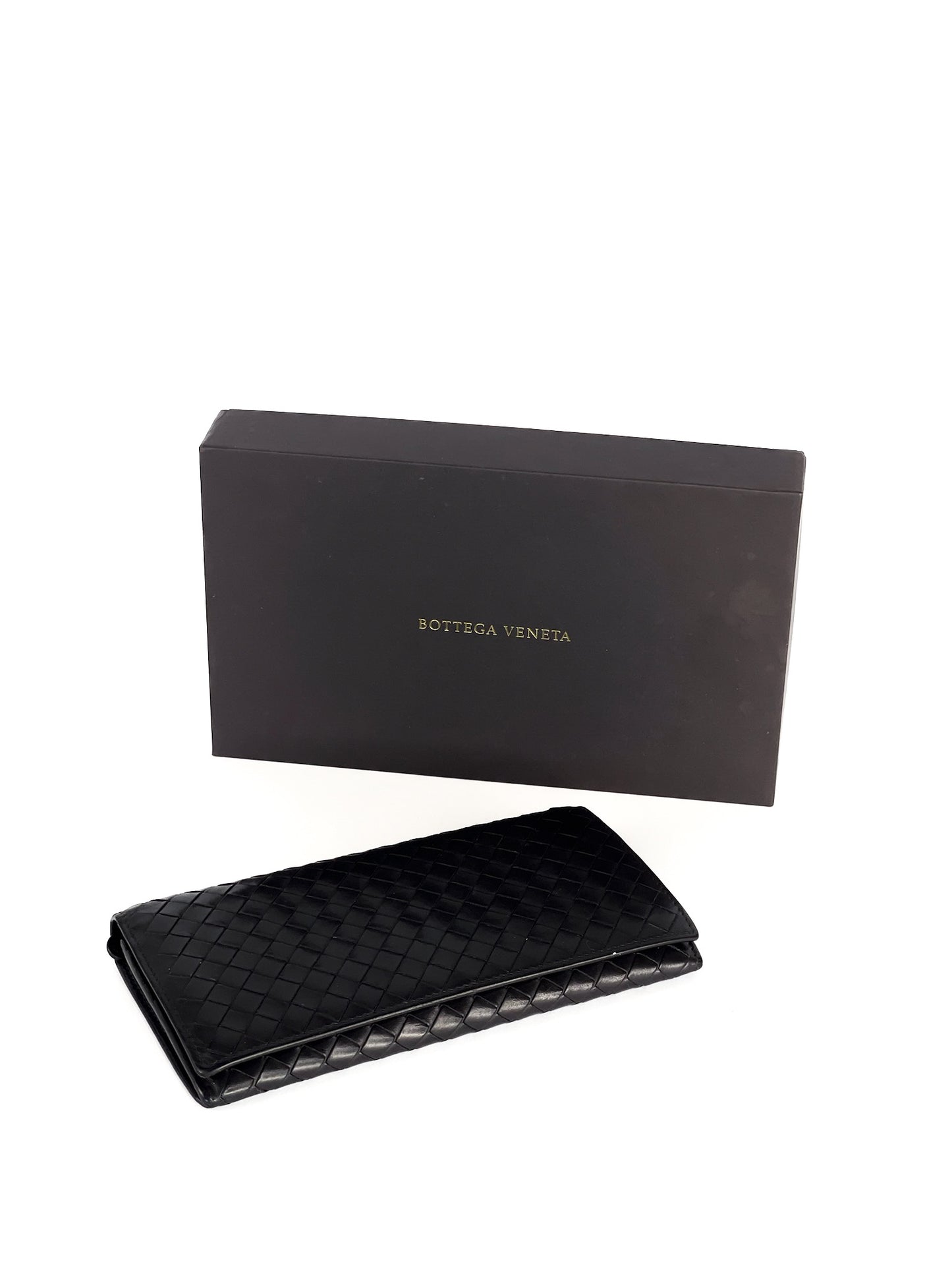Bottega Veneta Black Intrecciato Leather Continental Wallet