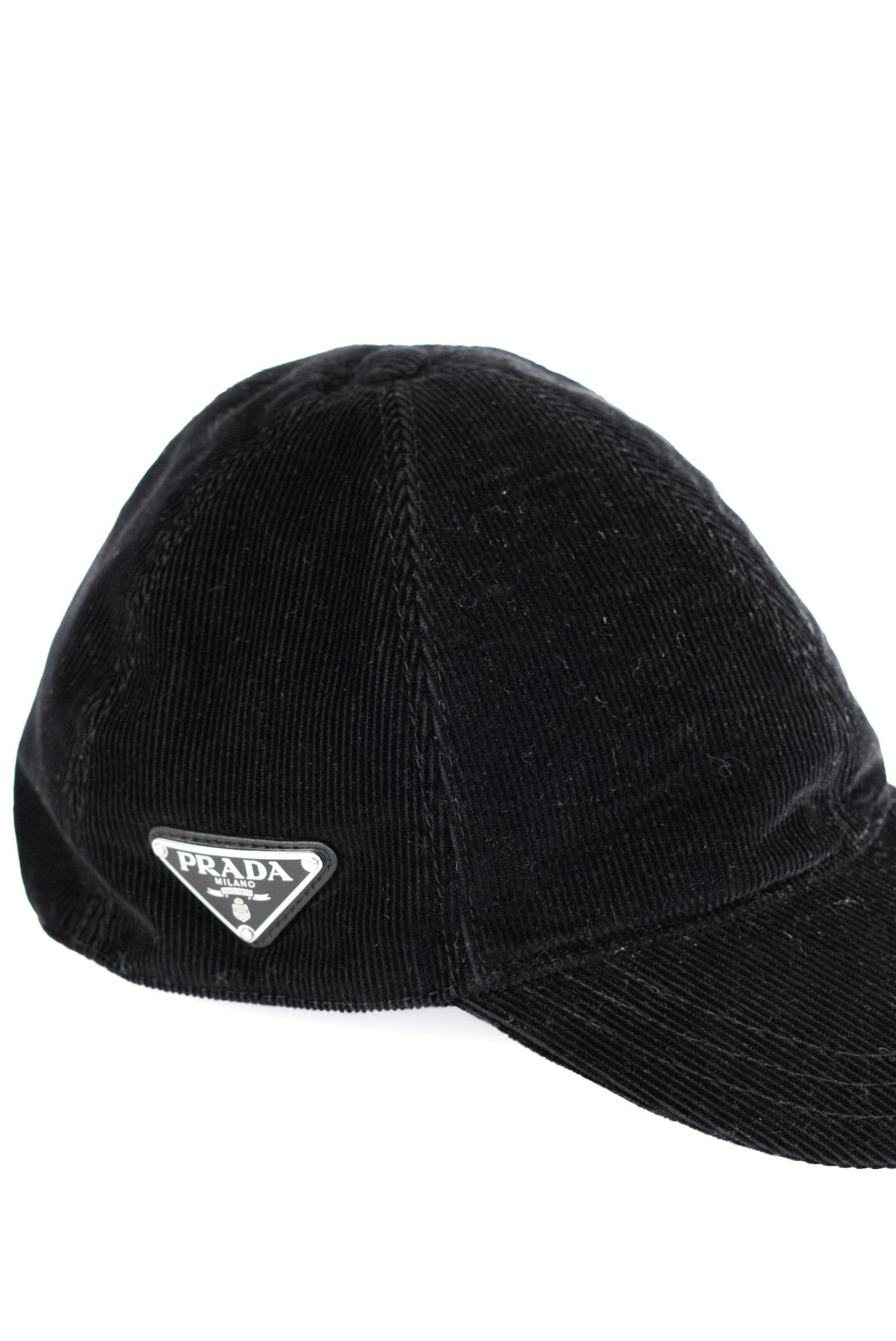 Prada Triangle-Logo Corduroy Cap