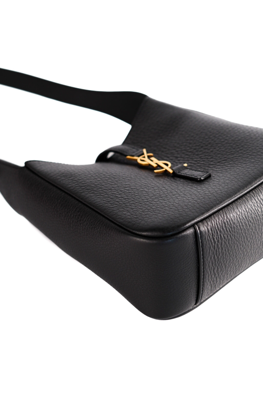 Saint Laurent Grained Calfskin Baby Le 5 A 7 Supple Hobo Black