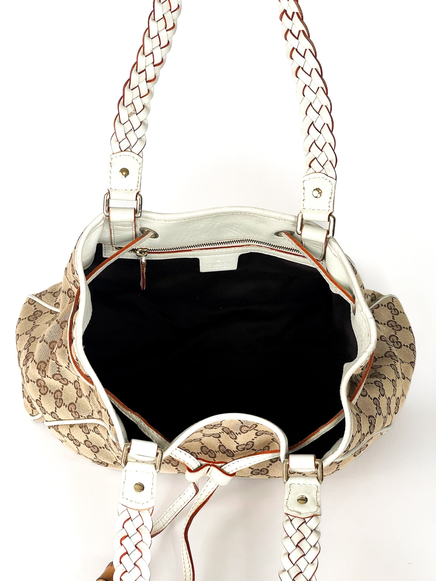 Gucci Monogram Peggy Braided Tote Off White