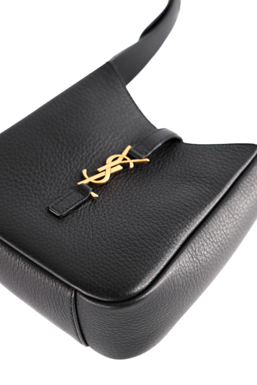 Saint Laurent Grained Calfskin Baby Le 5 A 7 Supple Hobo Black