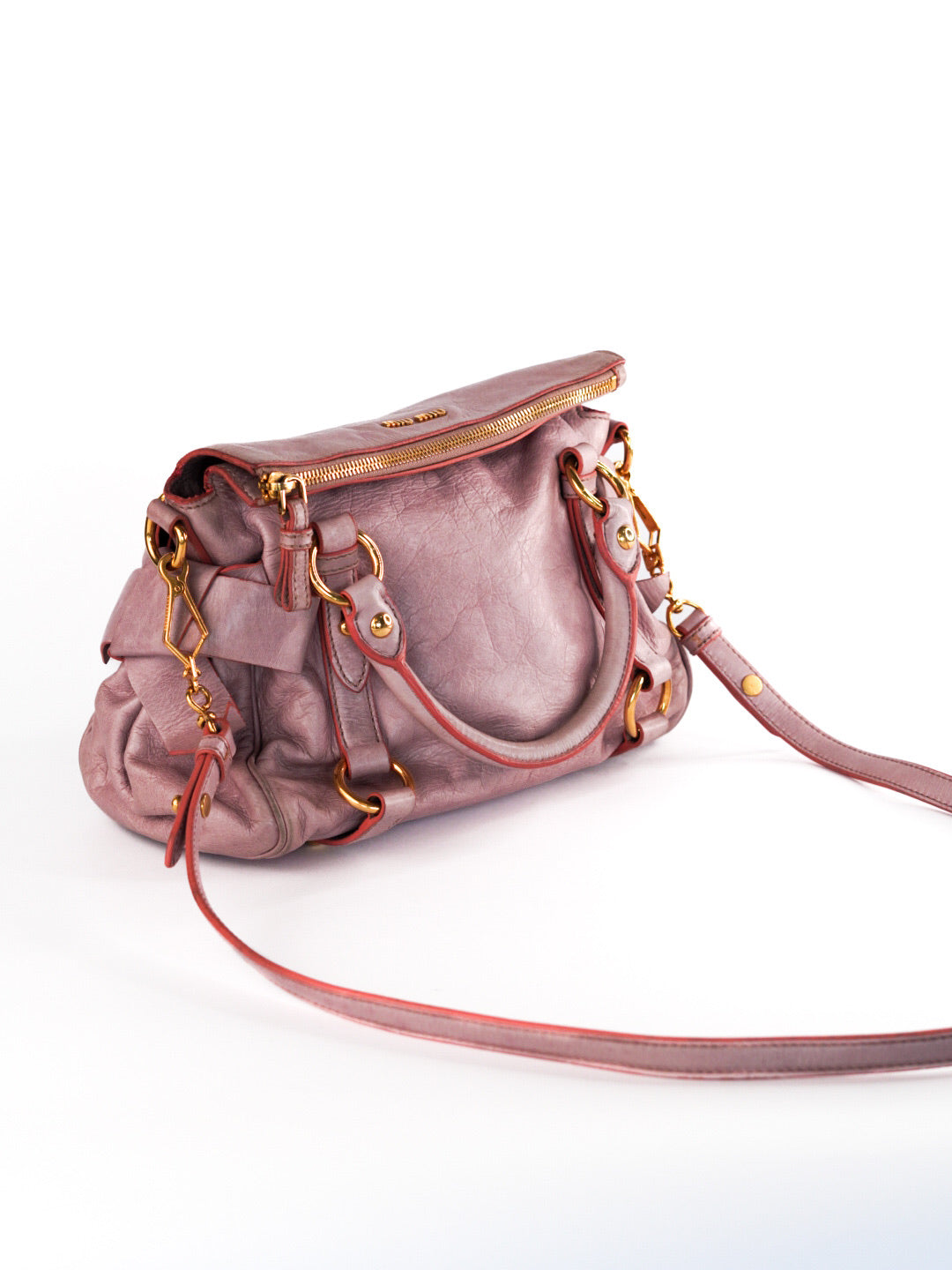 Miu Miu Vitello Lux Mini Bow Bag Mughetto