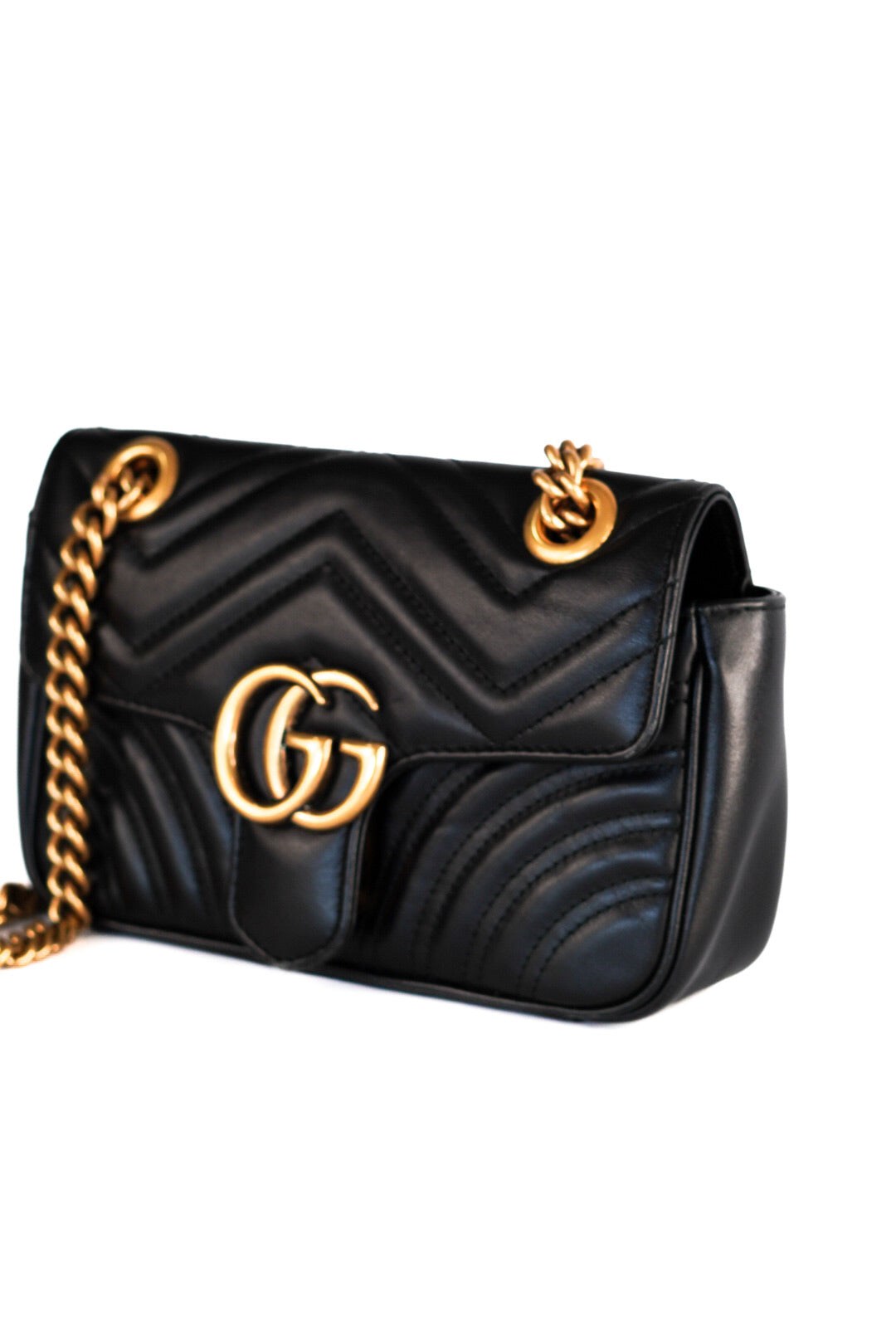 Gucci Calfskin Matelasse Mini GG Marmont Shoulder Bag Black