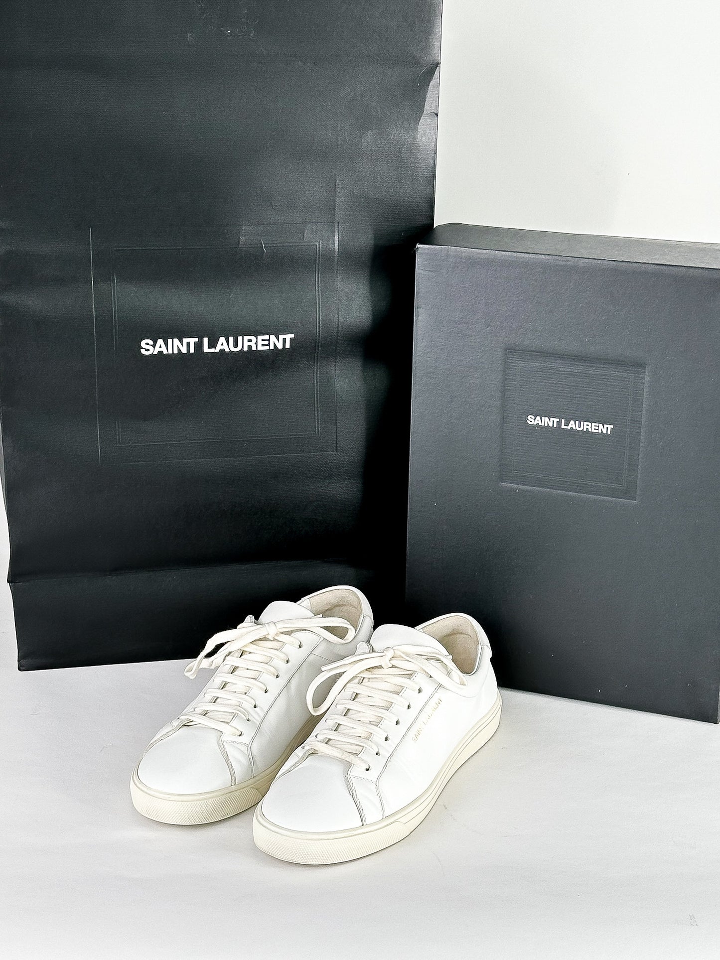 Saint Laurent Andy Low Top Leather Sneakers Size 38