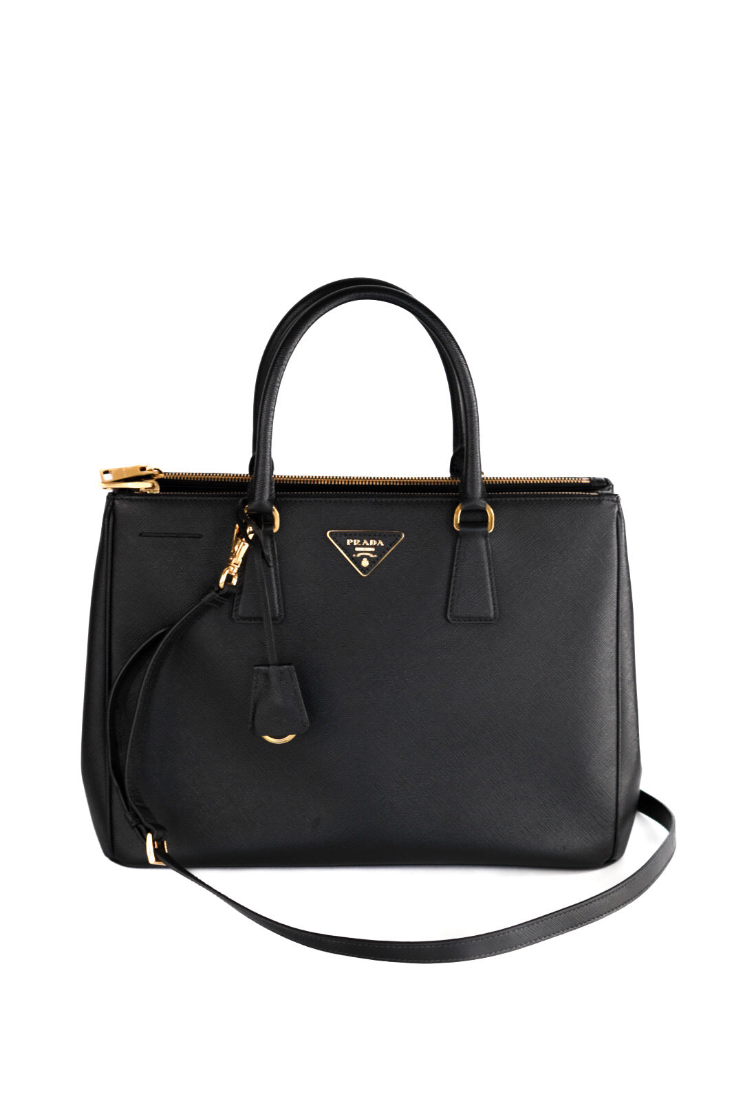 Prada Saffiano Medium Galleria Double Zip Tote Black