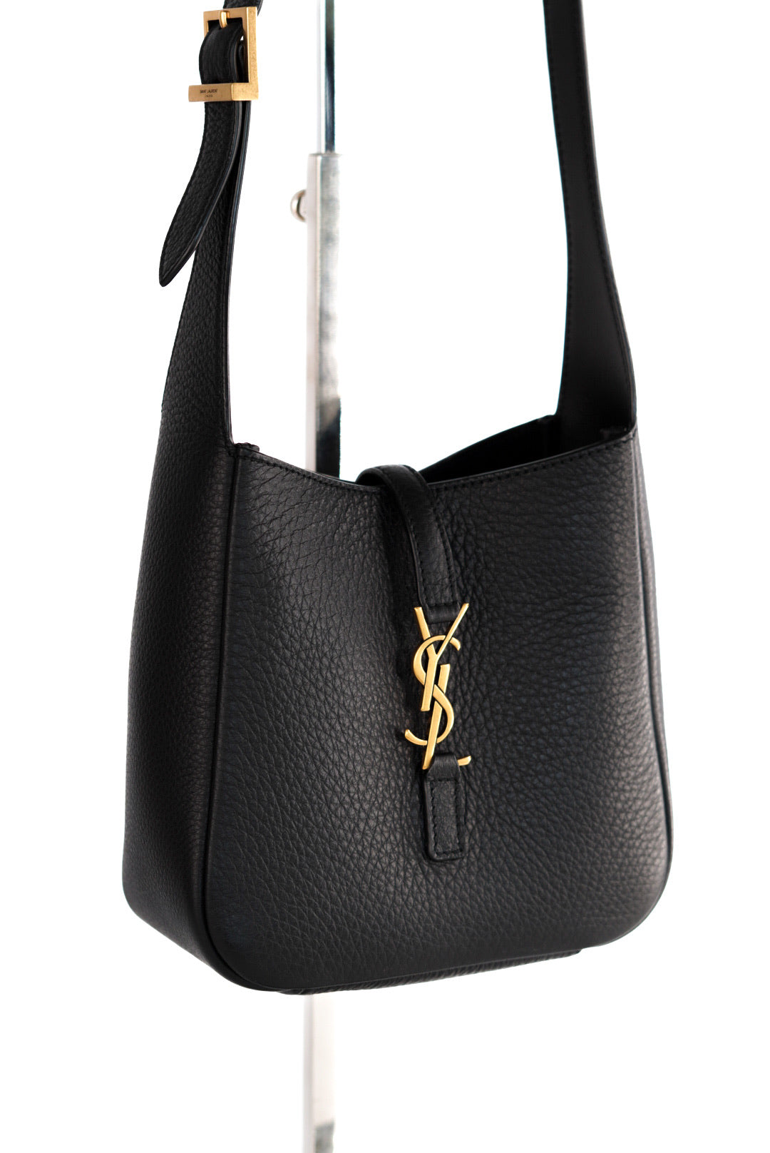 Saint Laurent Grained Calfskin Baby Le 5 A 7 Supple Hobo Black