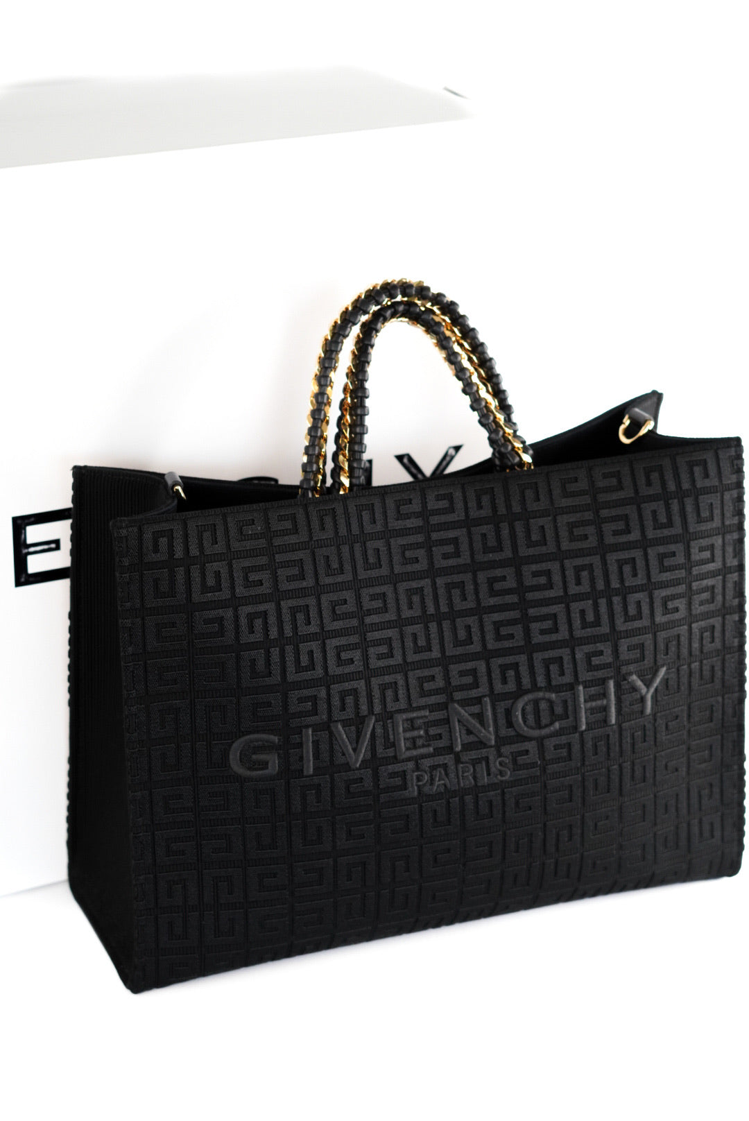 Givenchy Medium G-Tote Shopping Bag in 4G Embroidery with Chain