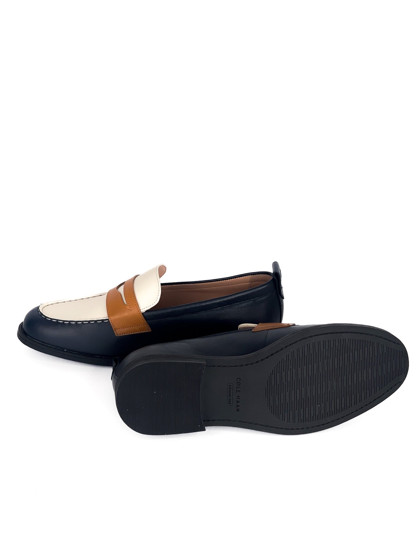 Cole Haan Leather Stassi Penny Loafer Black & White Size 6