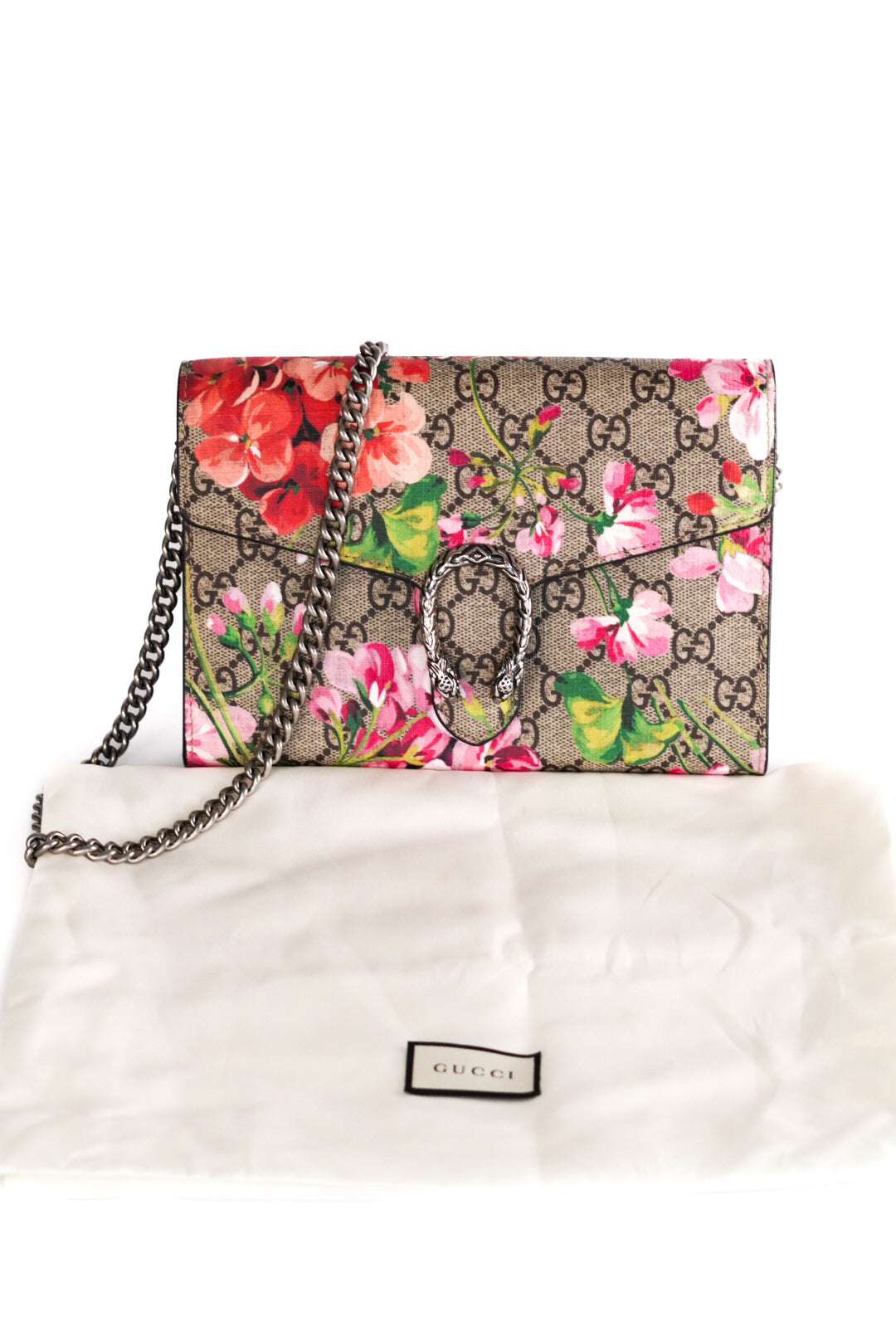 Gucci Multicolor GG Supreme Canvas and Leather Blooms Dionysus Wallet On Chain
Limited Edition