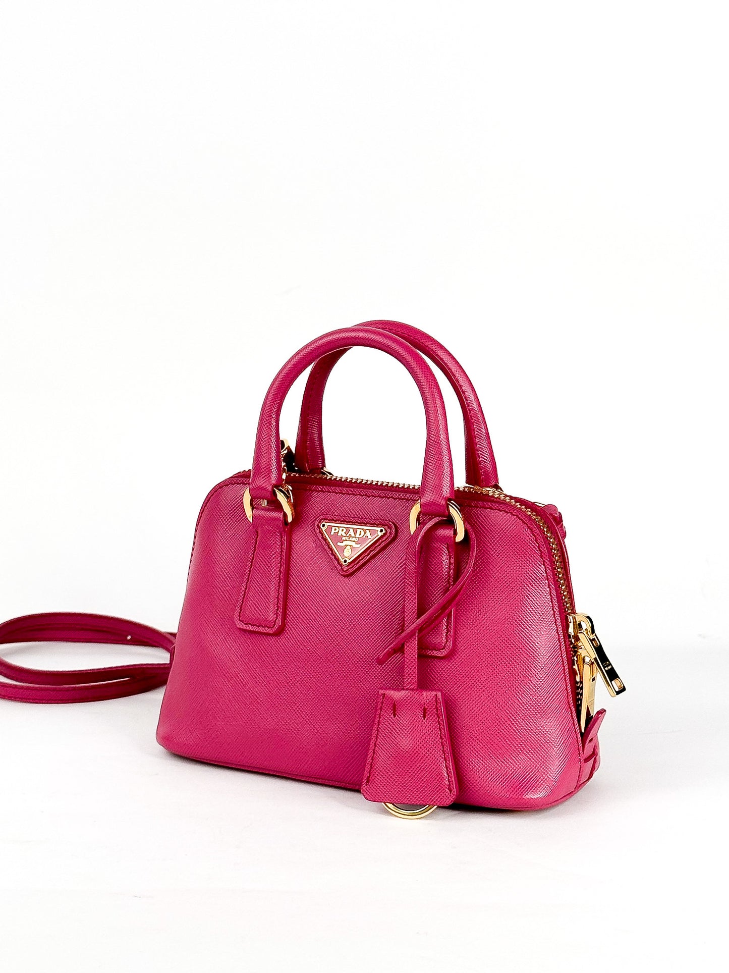 Prada Mini Saffiano Promenade Bag, Fuschia Pink