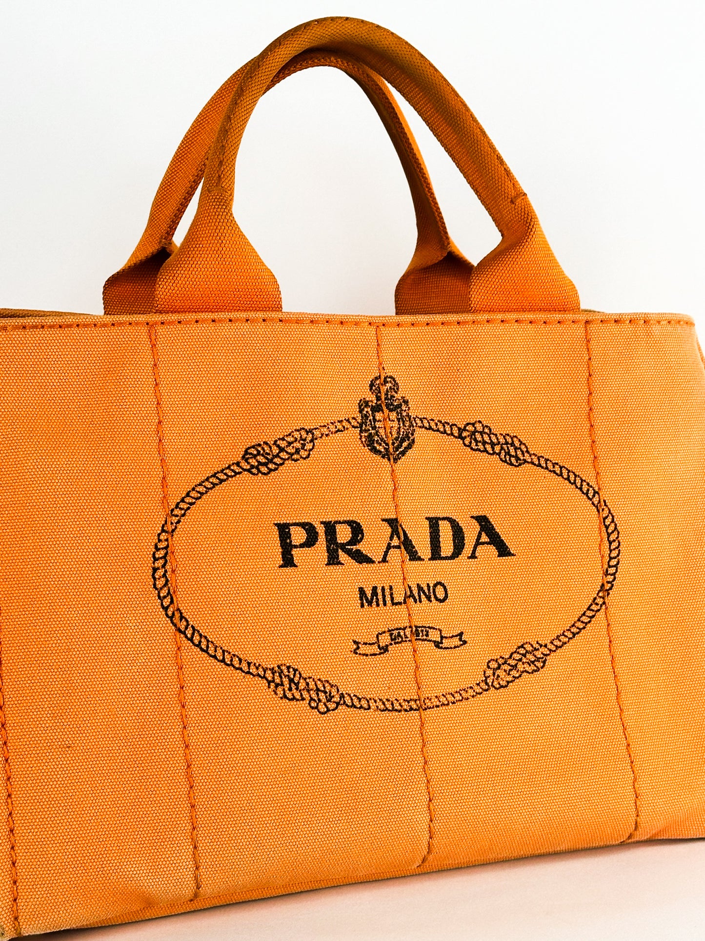 Prada Canapa Canvas Satchel Orange