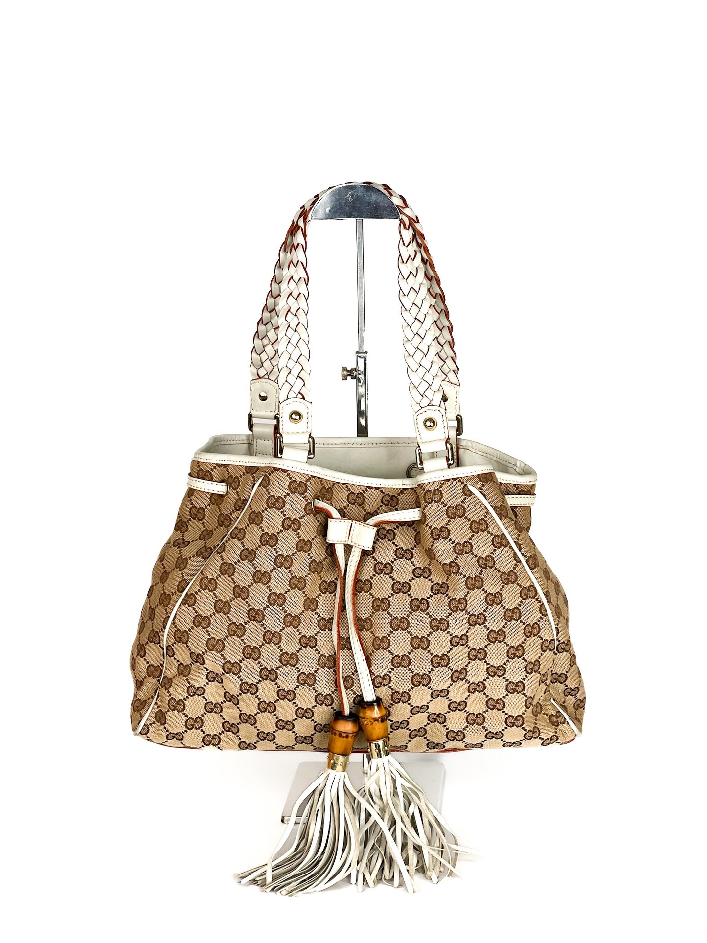 Gucci Monogram Peggy Braided Tote Off White